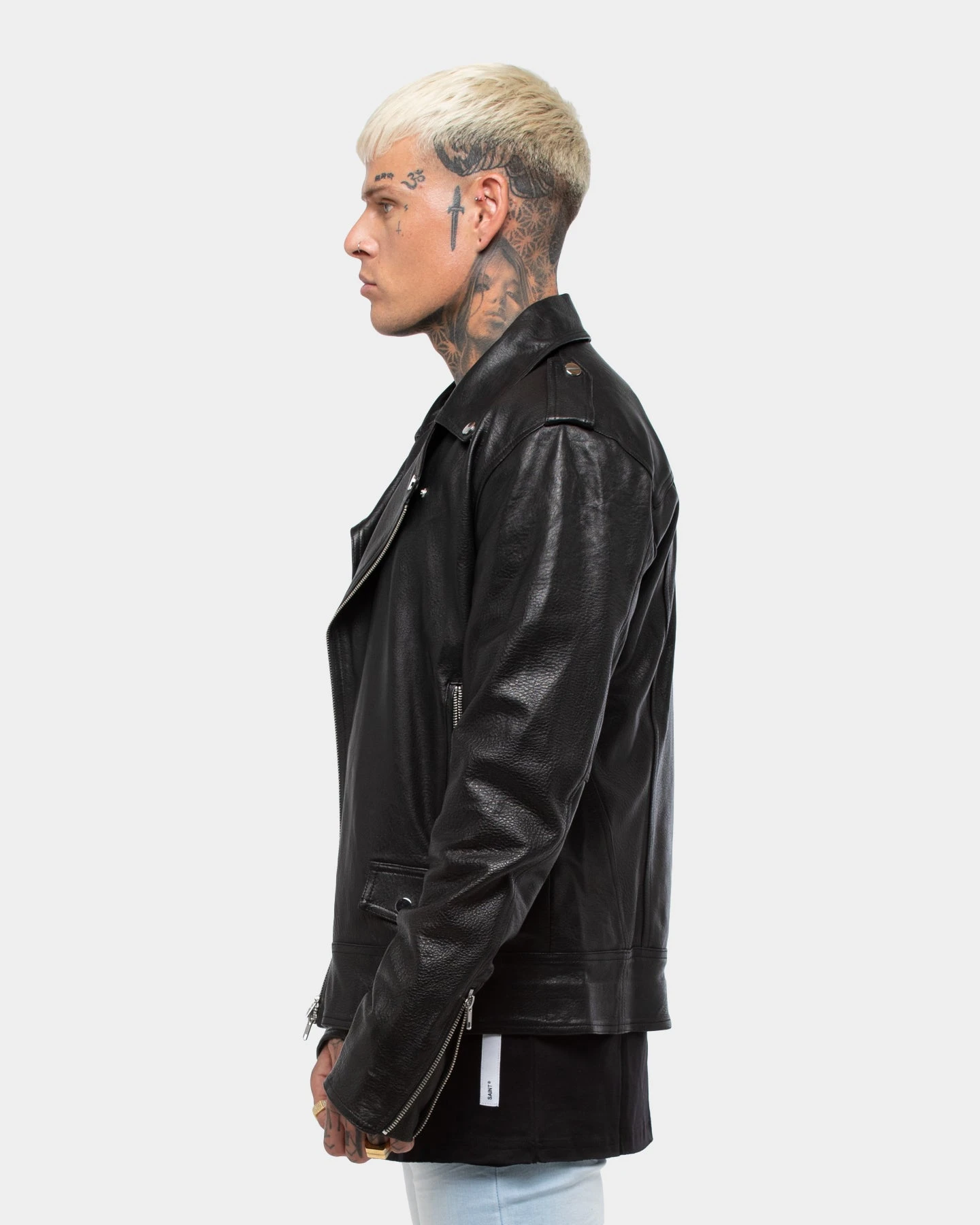 Saint Morta Roadhouse Leather Biker Jacket Black - Image 4