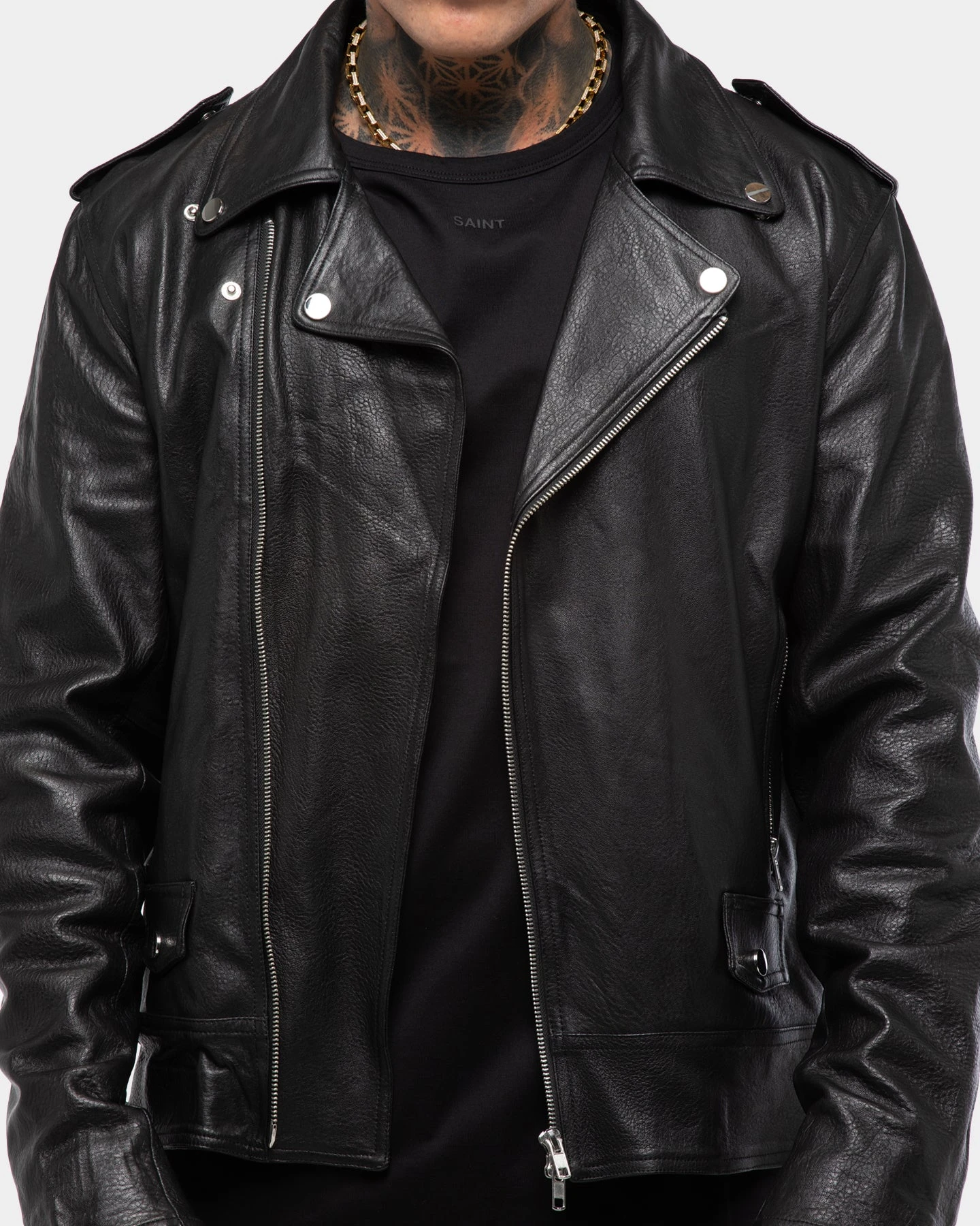 Saint Morta Roadhouse Leather Biker Jacket Black - Image 5