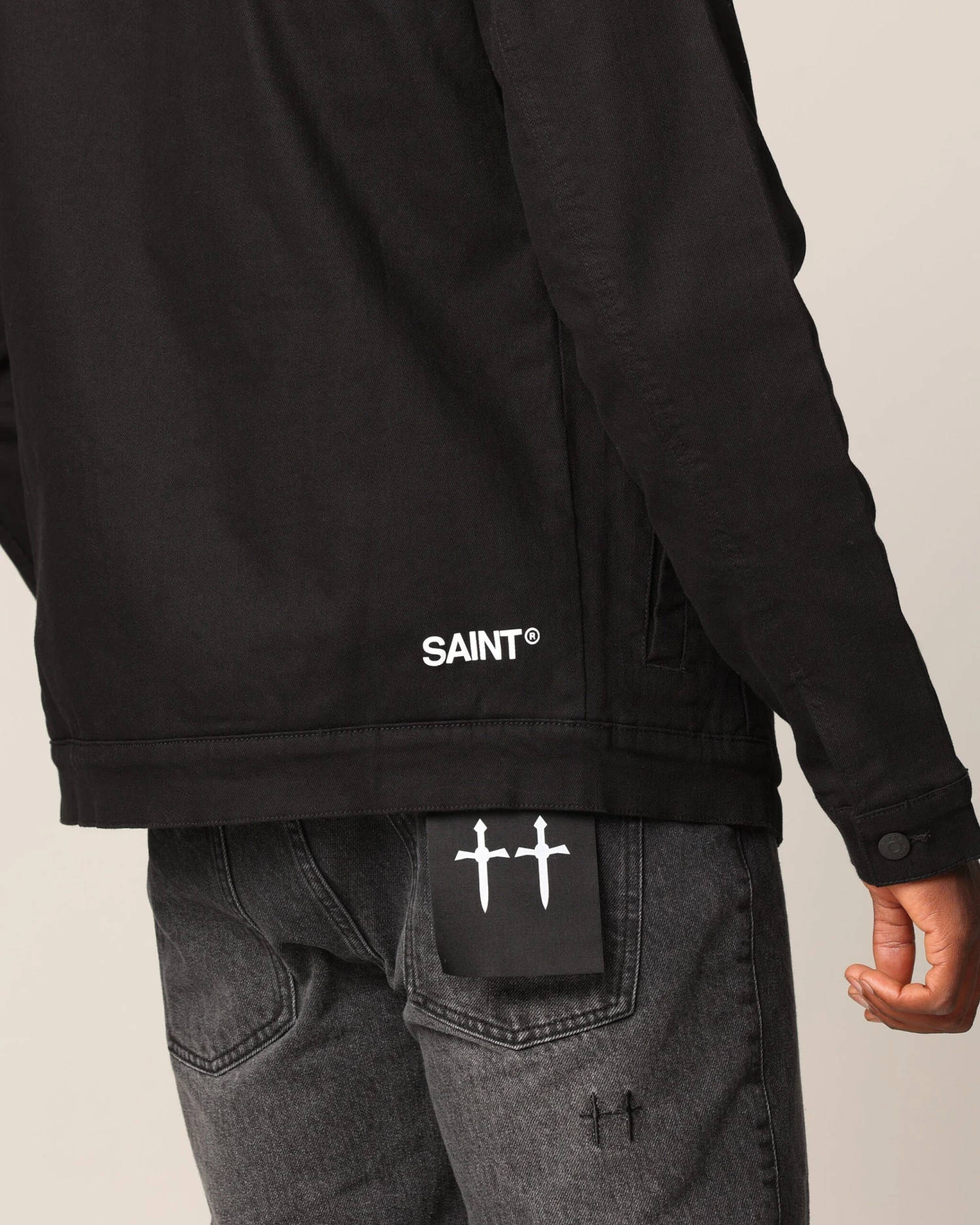 Saint Morta Sherpa Denim Jacket Black/Black - Image 7