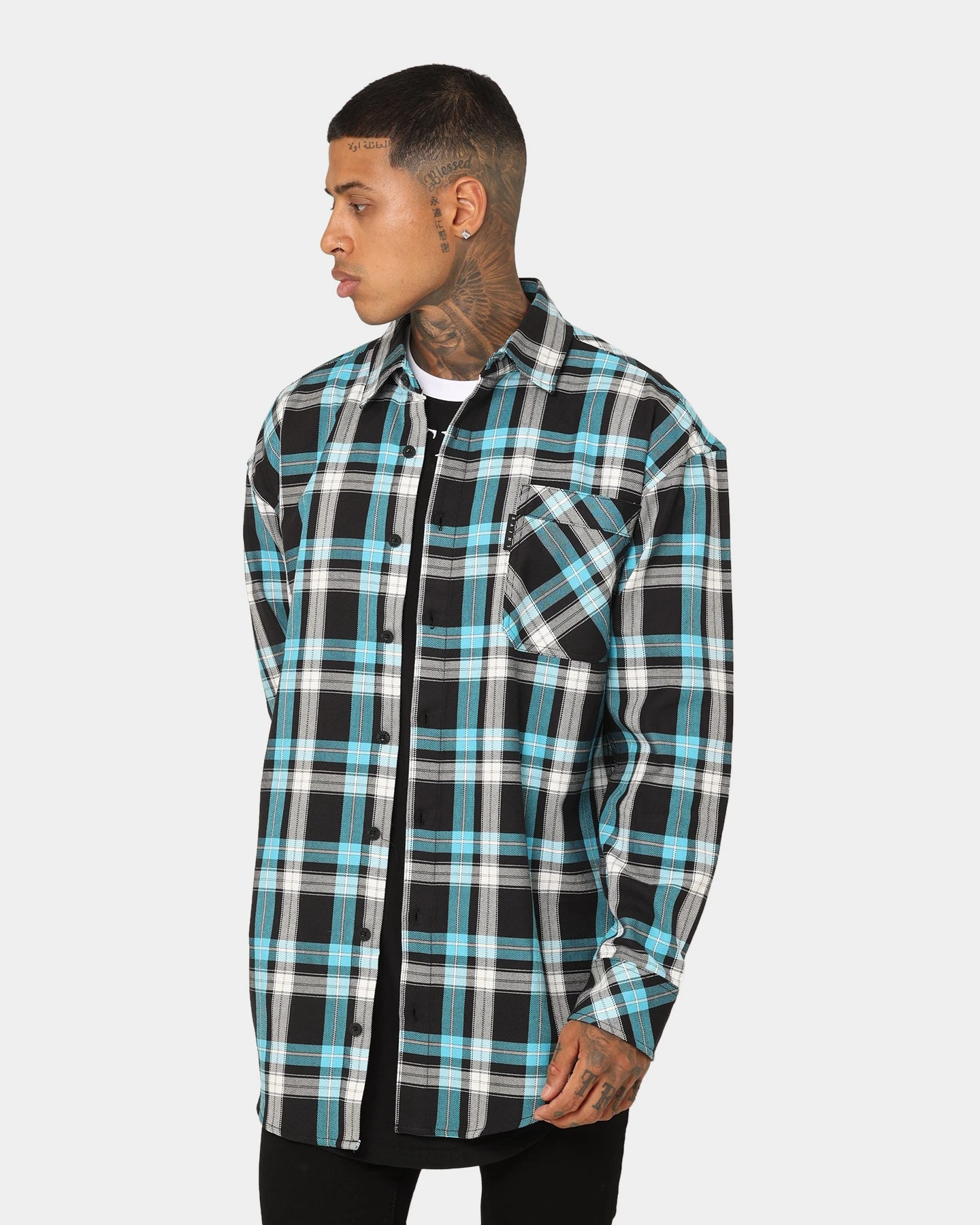 Saint Morta Prima Flannel Shirt Cyan - Image 6
