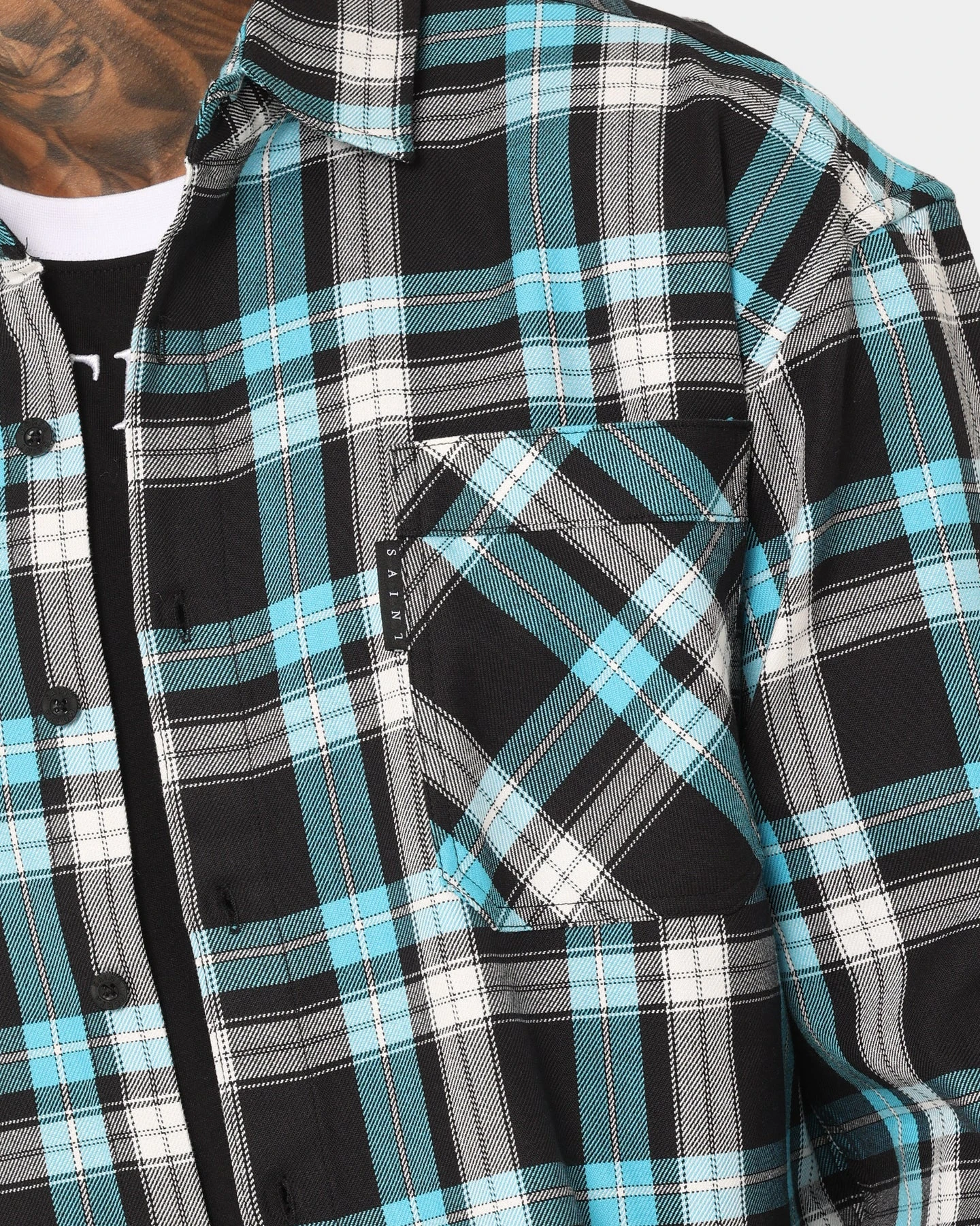 Saint Morta Prima Flannel Shirt Cyan - Image 7