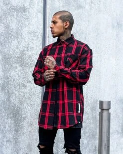 Saint Morta Men's Prima Long Sleeve Flannel Shirt Red/Black