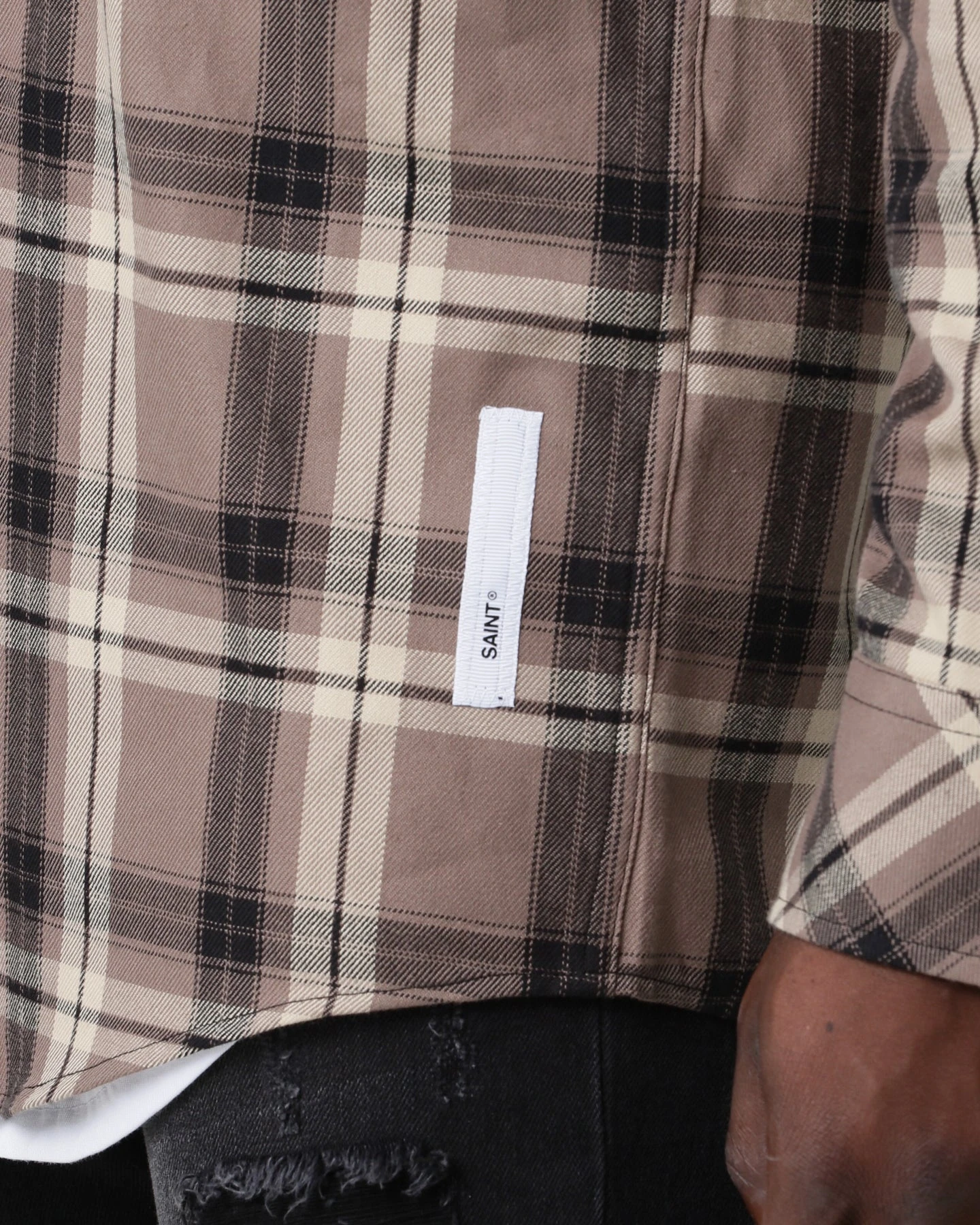 Saint Morta Prima Long Sleeve Flannel Shirt Brown - Image 8