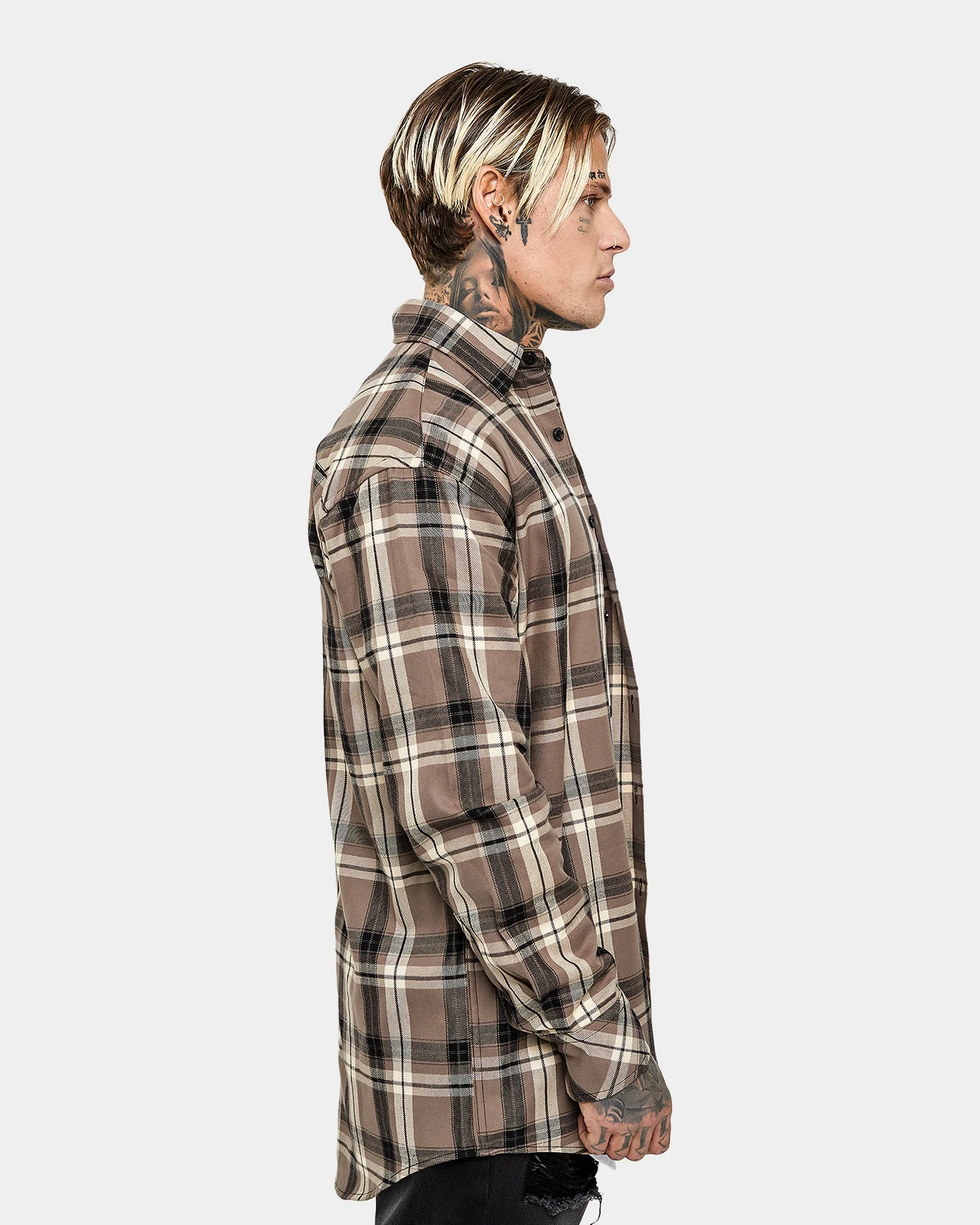 Saint Morta Prima Long Sleeve Flannel Shirt Brown - Image 3