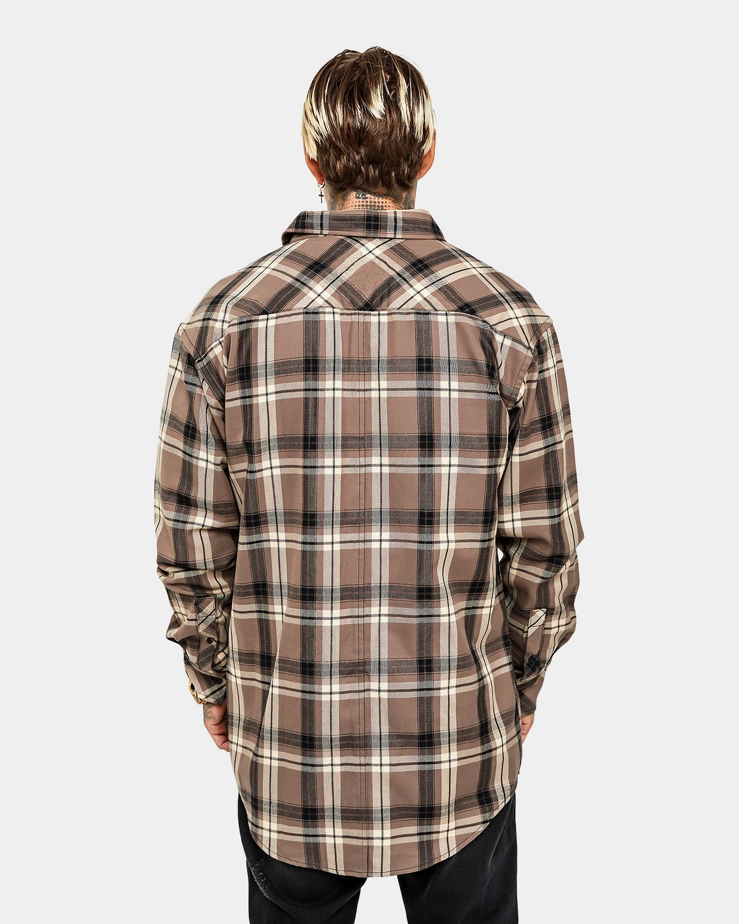 Saint Morta Prima Long Sleeve Flannel Shirt Brown - Image 4