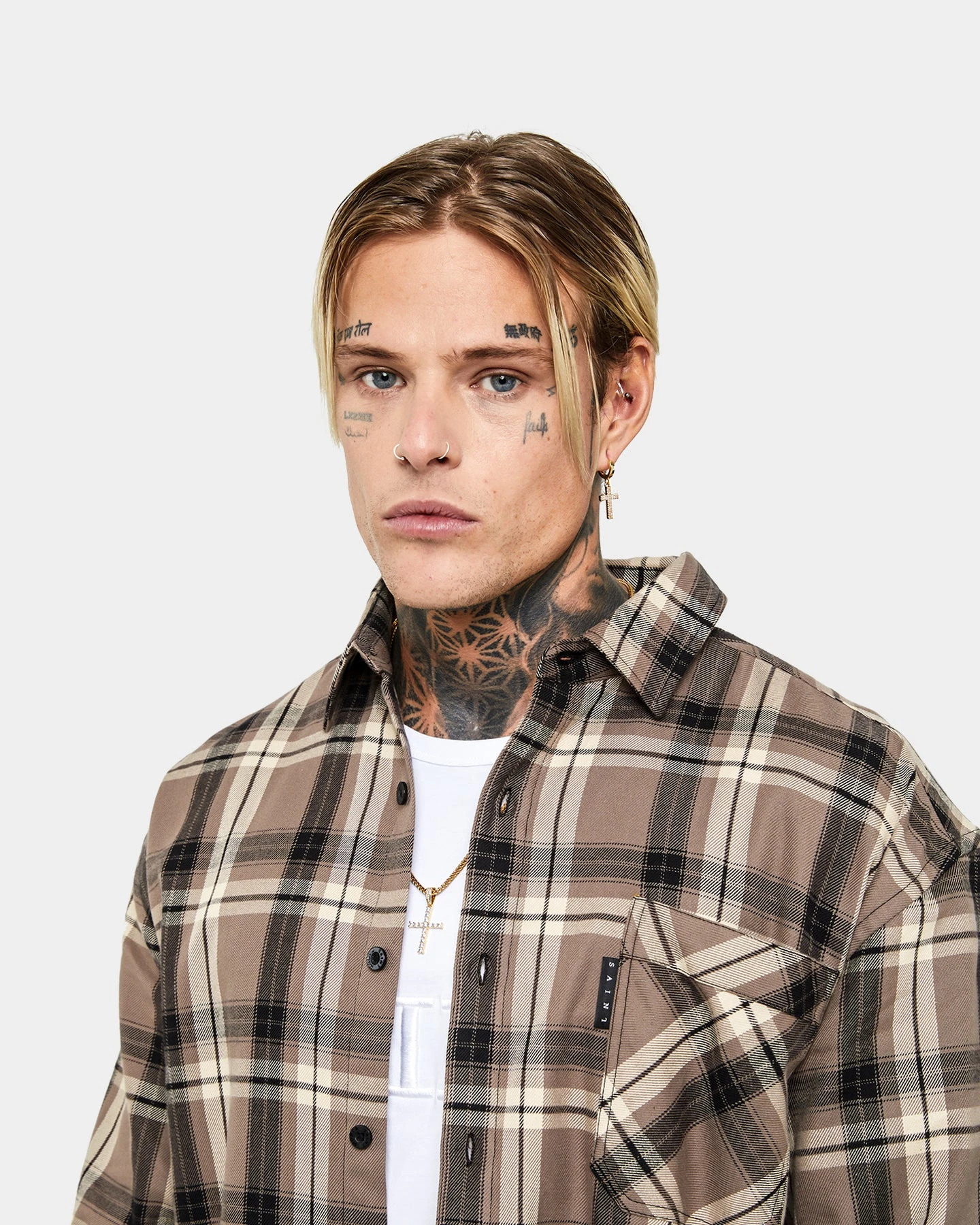 Saint Morta Prima Long Sleeve Flannel Shirt Brown - Image 6