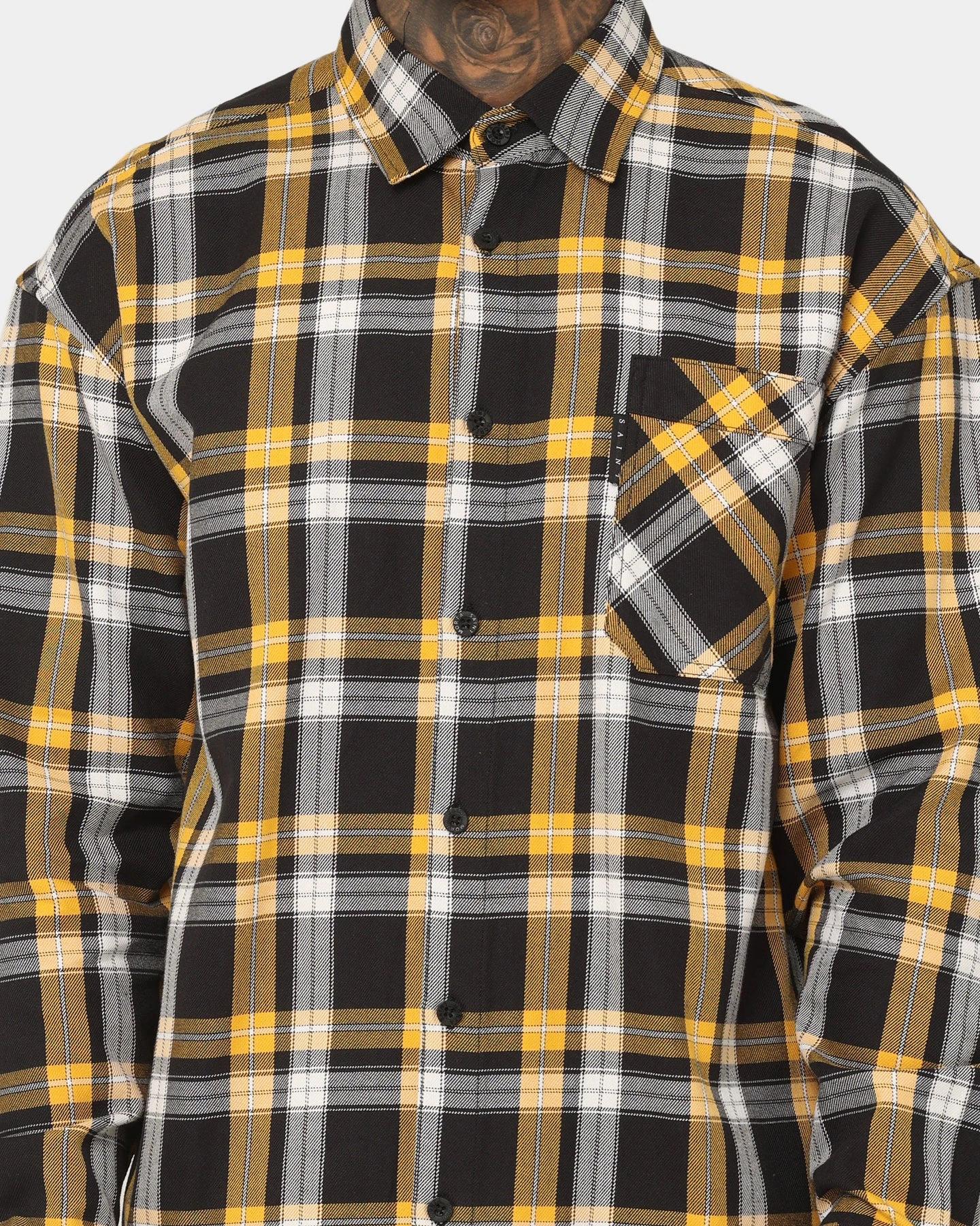 Saint Morta Prima Long Sleeve Flannel Shirt Yellow - Image 3