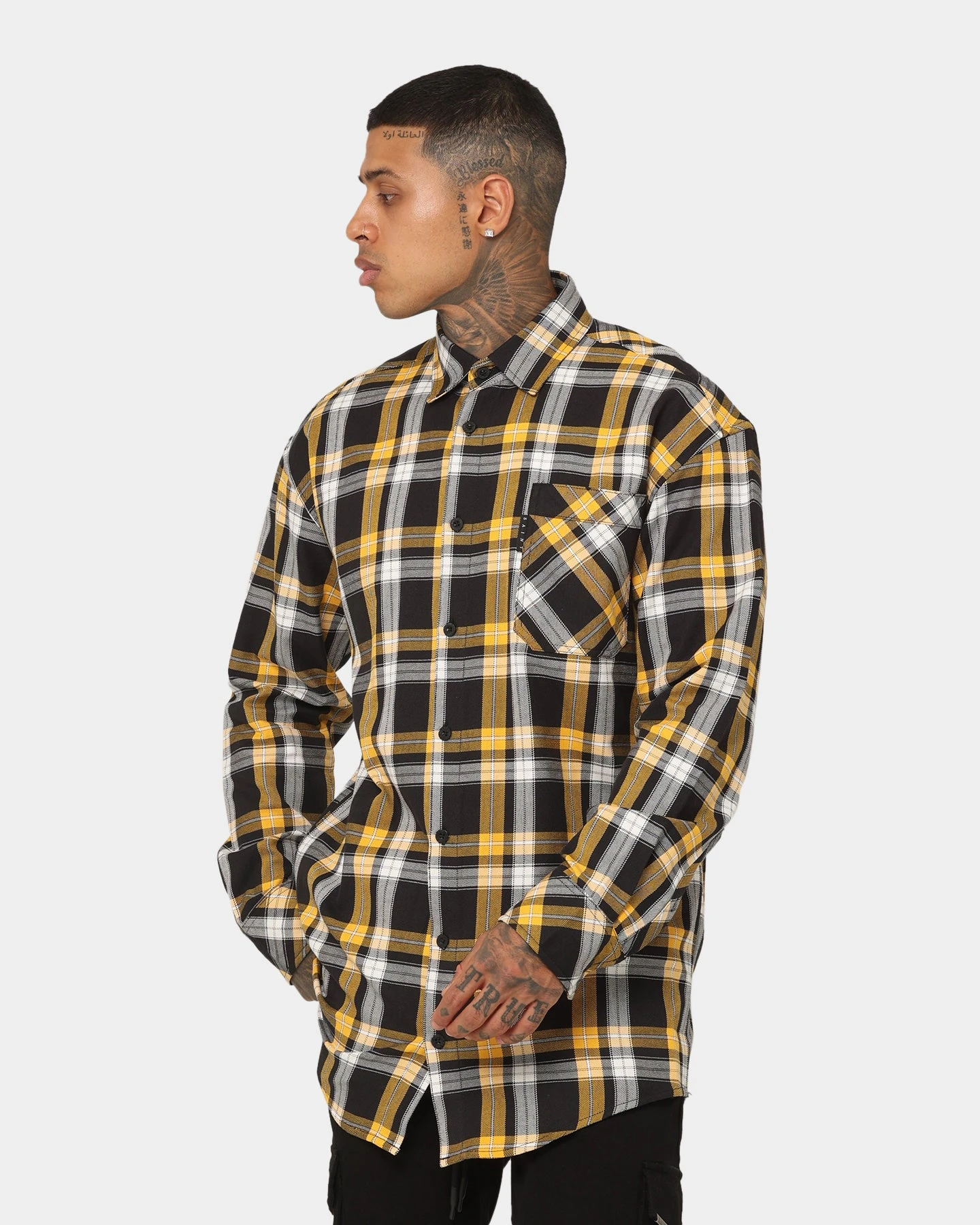Saint Morta Prima Long Sleeve Flannel Shirt Yellow - Image 6