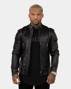 Saint Morta Cremallera Leather Jacket Black
