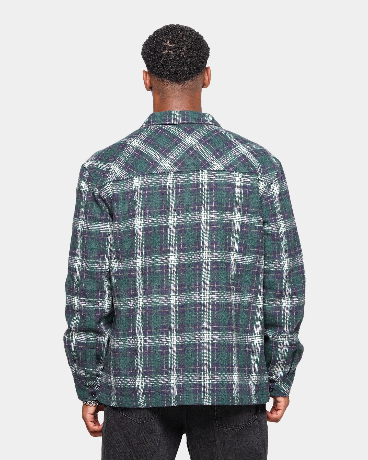 XXIII Vitus Zip Up Flannel Shacket Green - Image 4