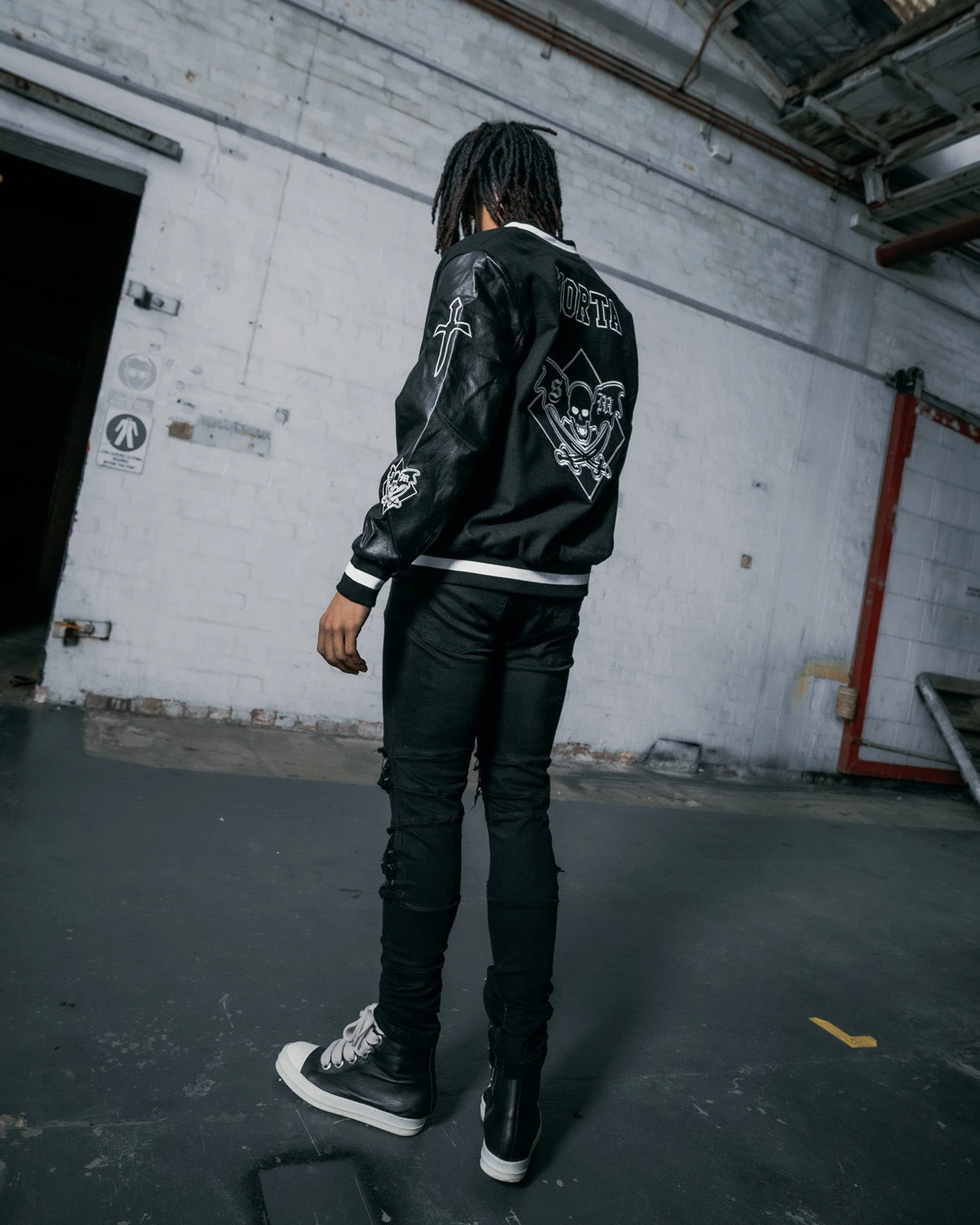 Saint Morta Graveyard Varsity Jacket Black/White - Image 2