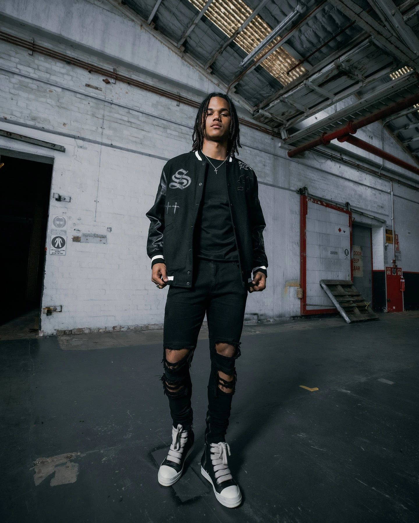 Saint Morta Graveyard Varsity Jacket Black/White - Image 3