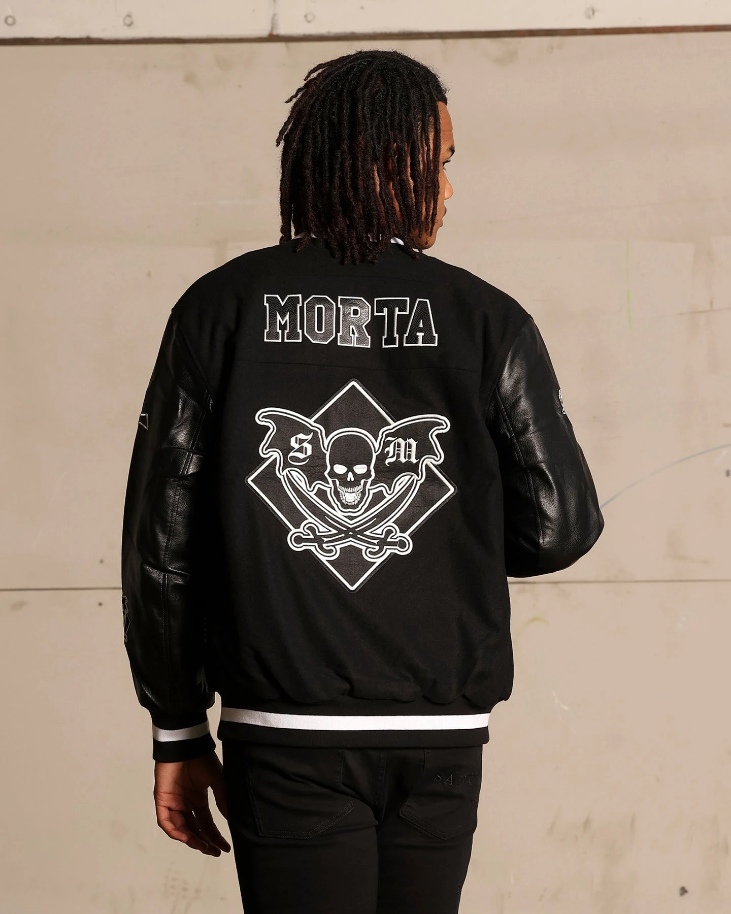 Saint Morta Graveyard Varsity Jacket Black/White - Image 4