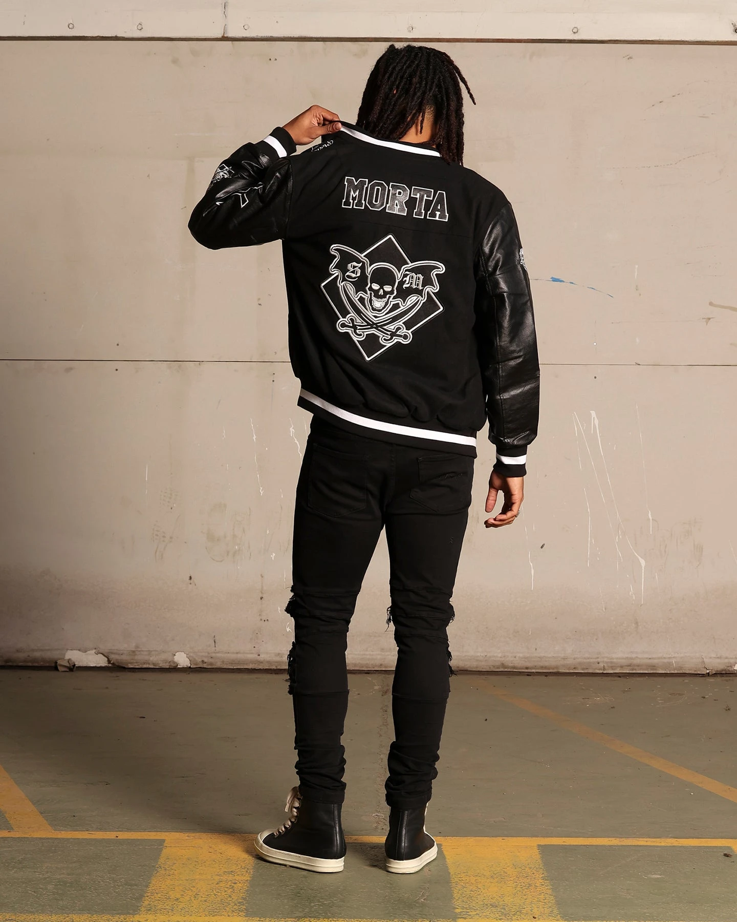 Saint Morta Graveyard Varsity Jacket Black/White - Image 6