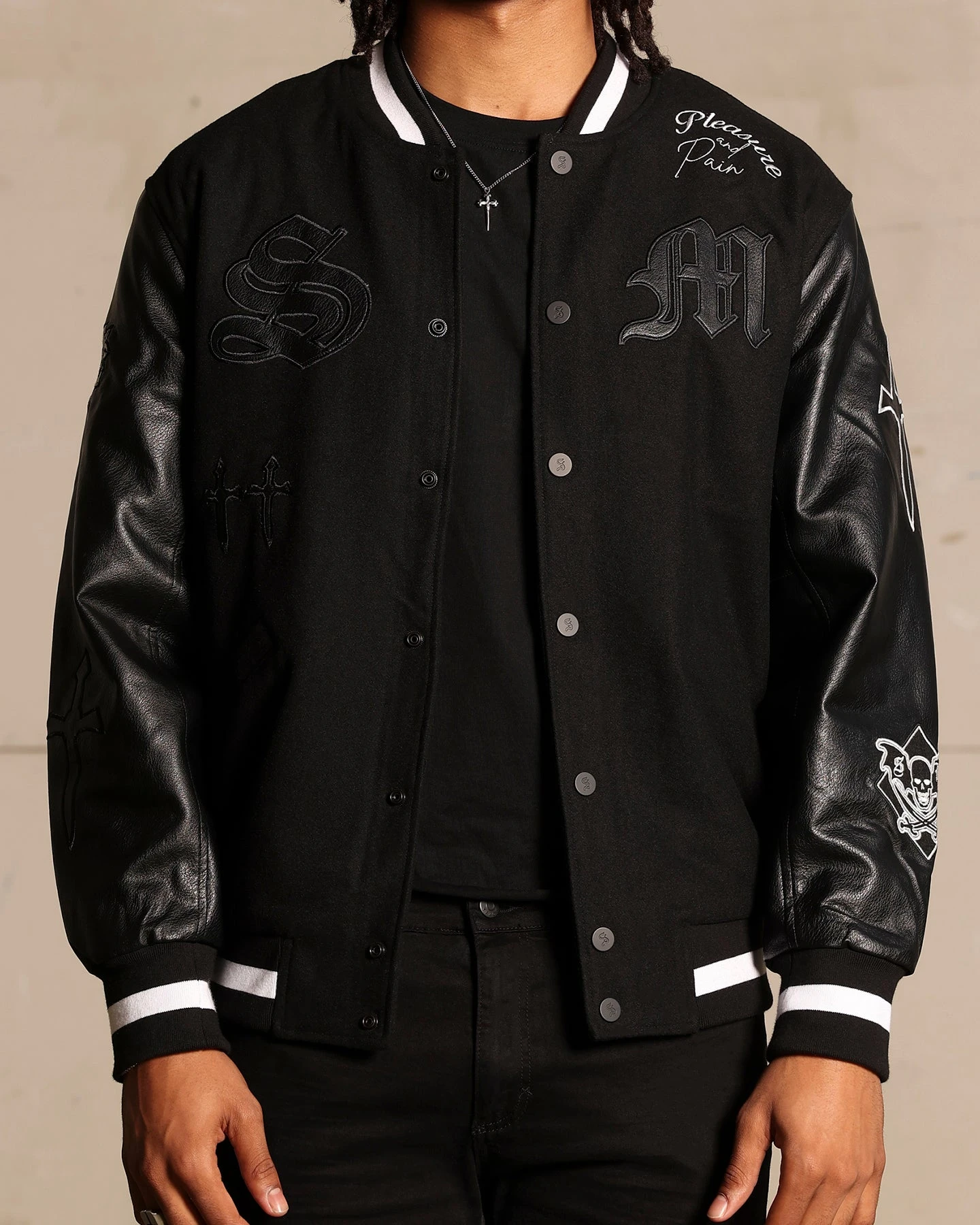 Saint Morta Graveyard Varsity Jacket Black/White - Image 7