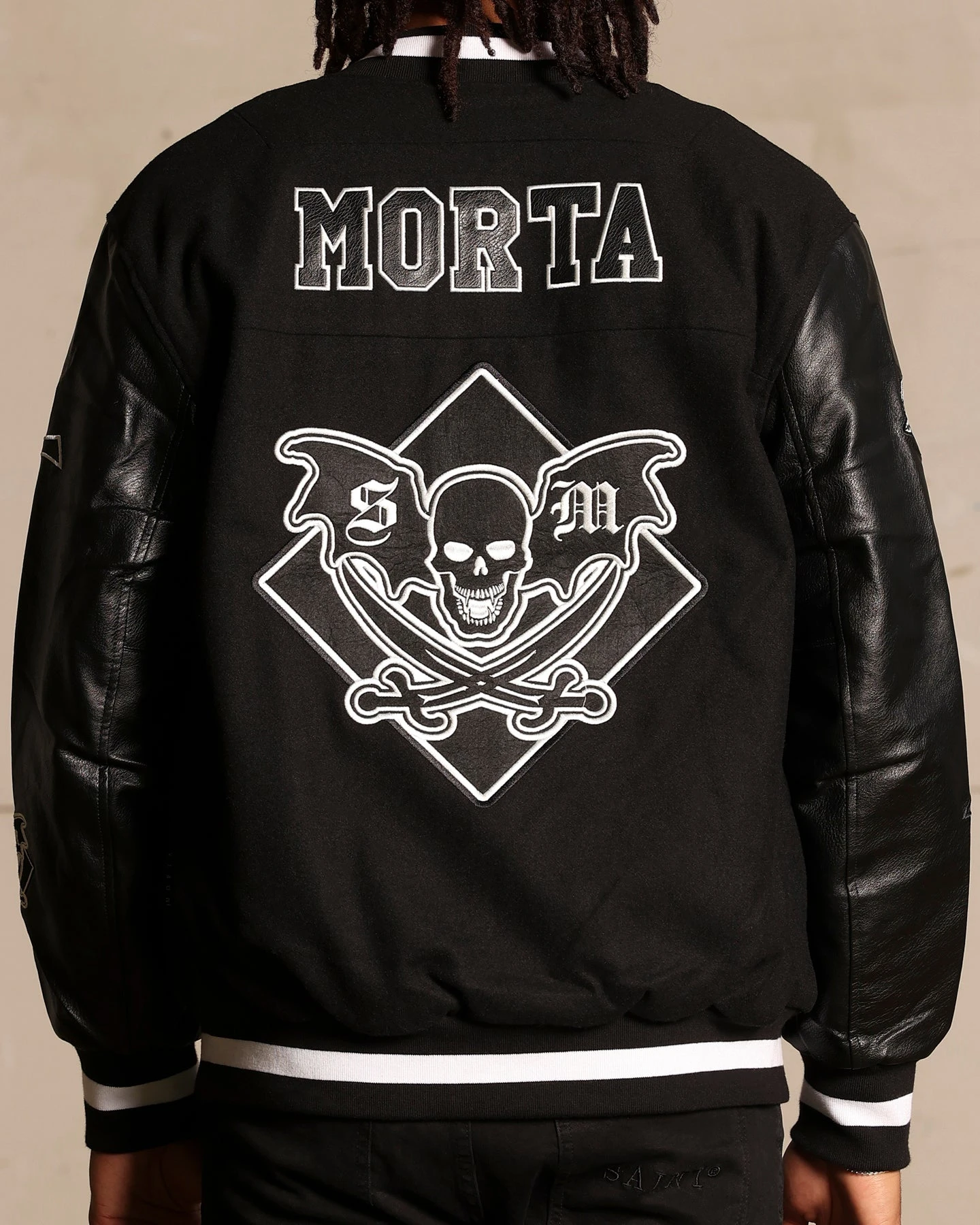 Saint Morta Graveyard Varsity Jacket Black/White - Image 8