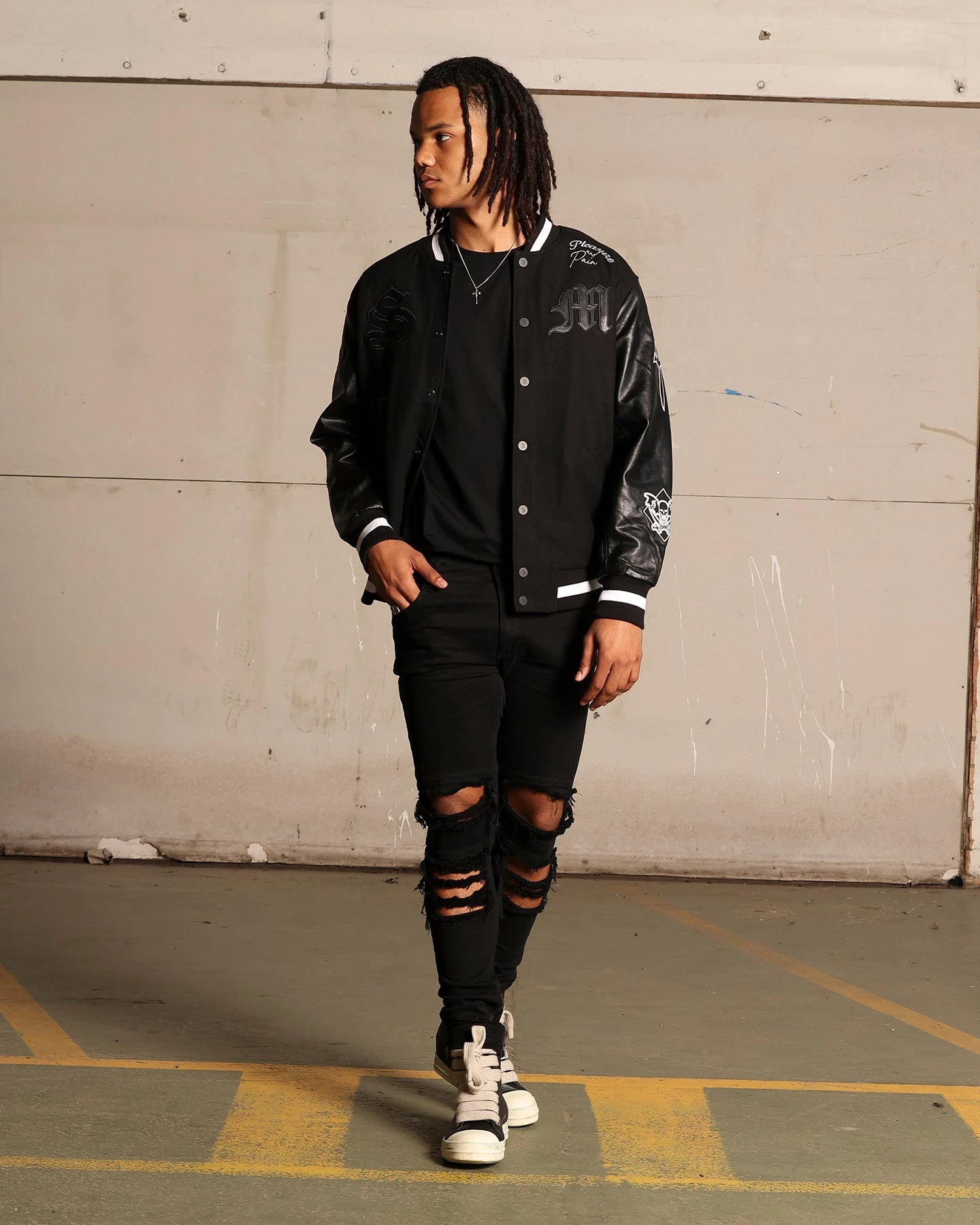 Saint Morta Graveyard Varsity Jacket Black/White - Image 11