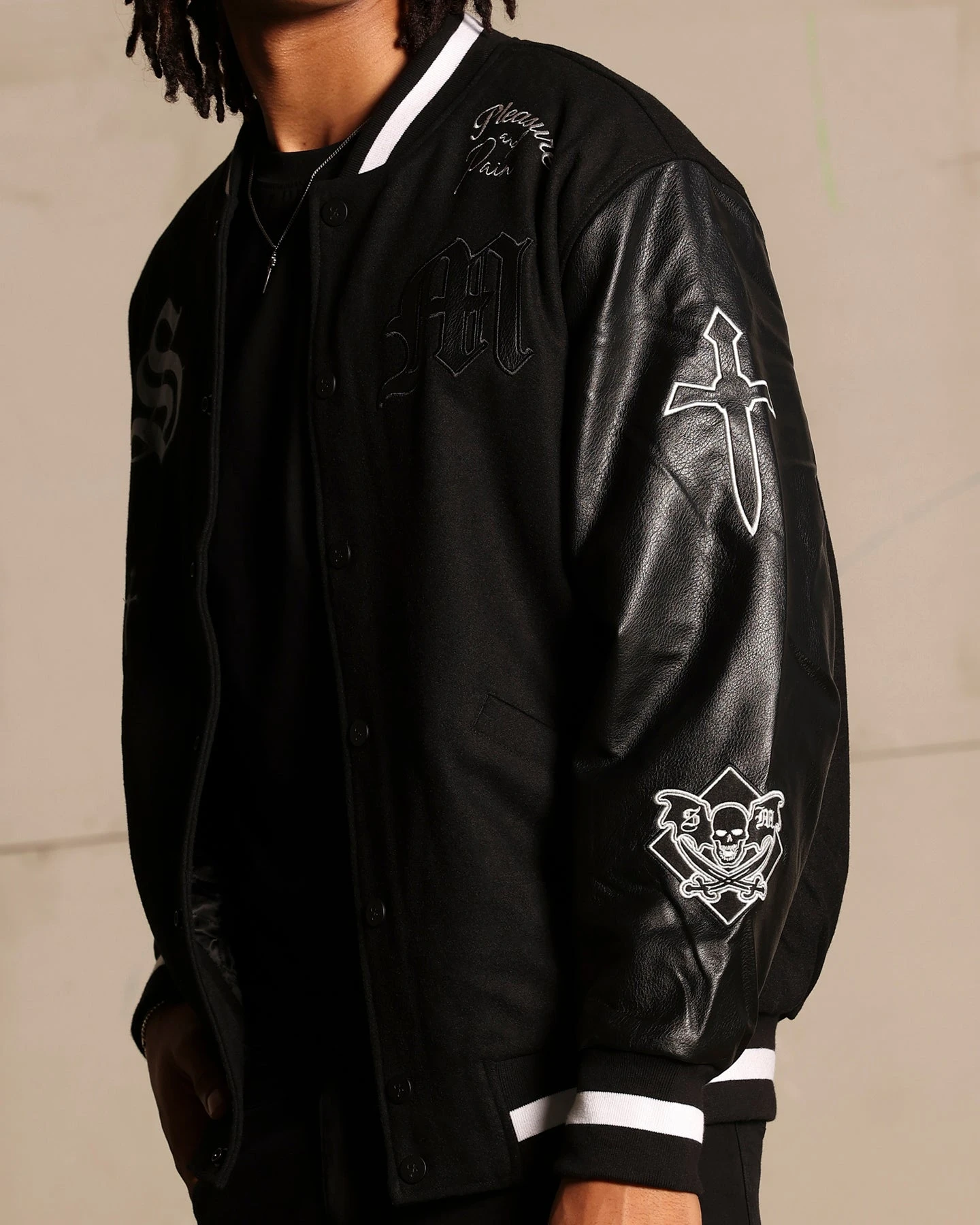 Saint Morta Graveyard Varsity Jacket Black/White - Image 13