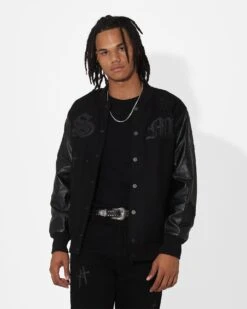 Saint Morta Graveyard Varsity Jacket Black/Black