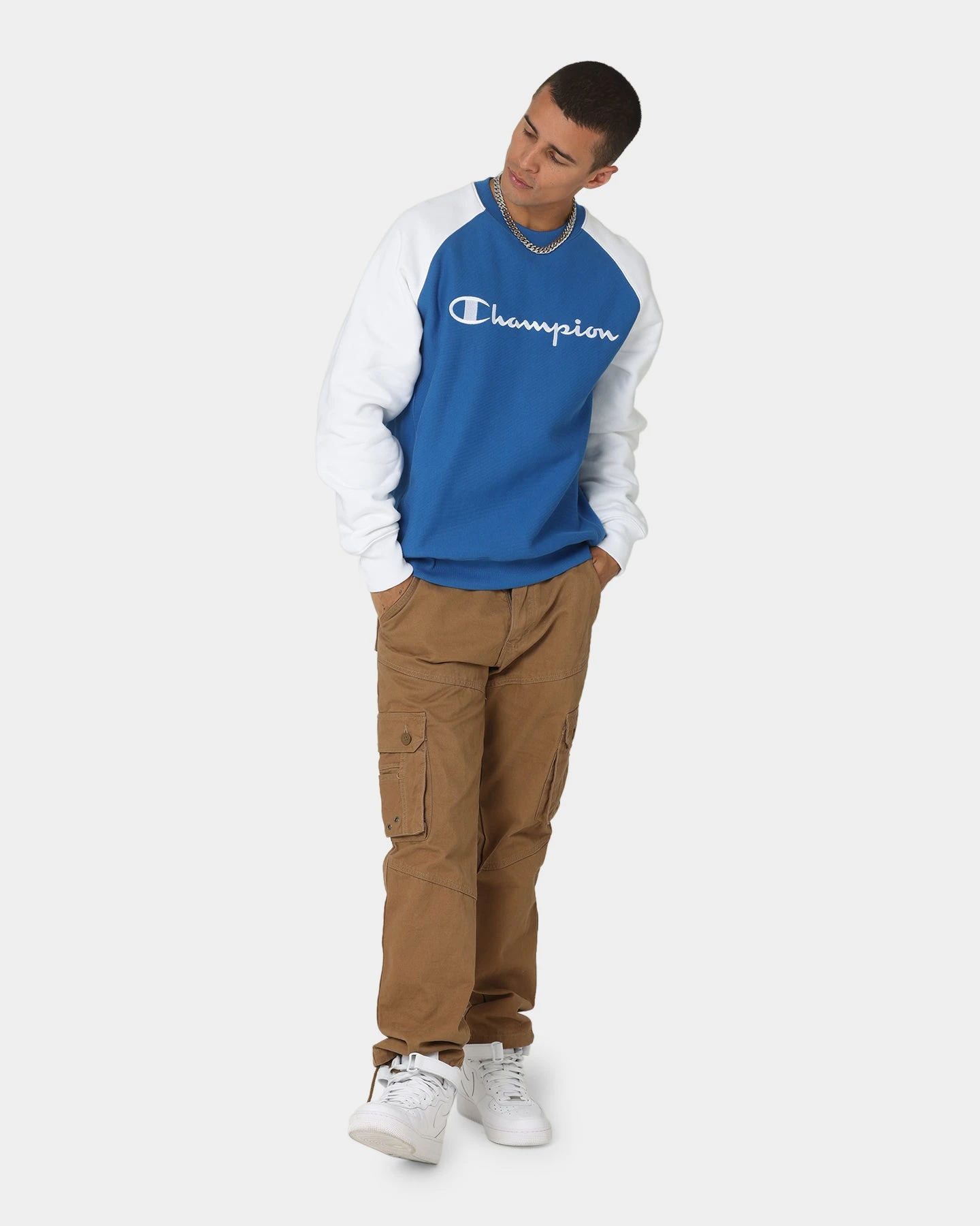 Champion Reverse Weave Raglan Crew Living In Blue - Image 2