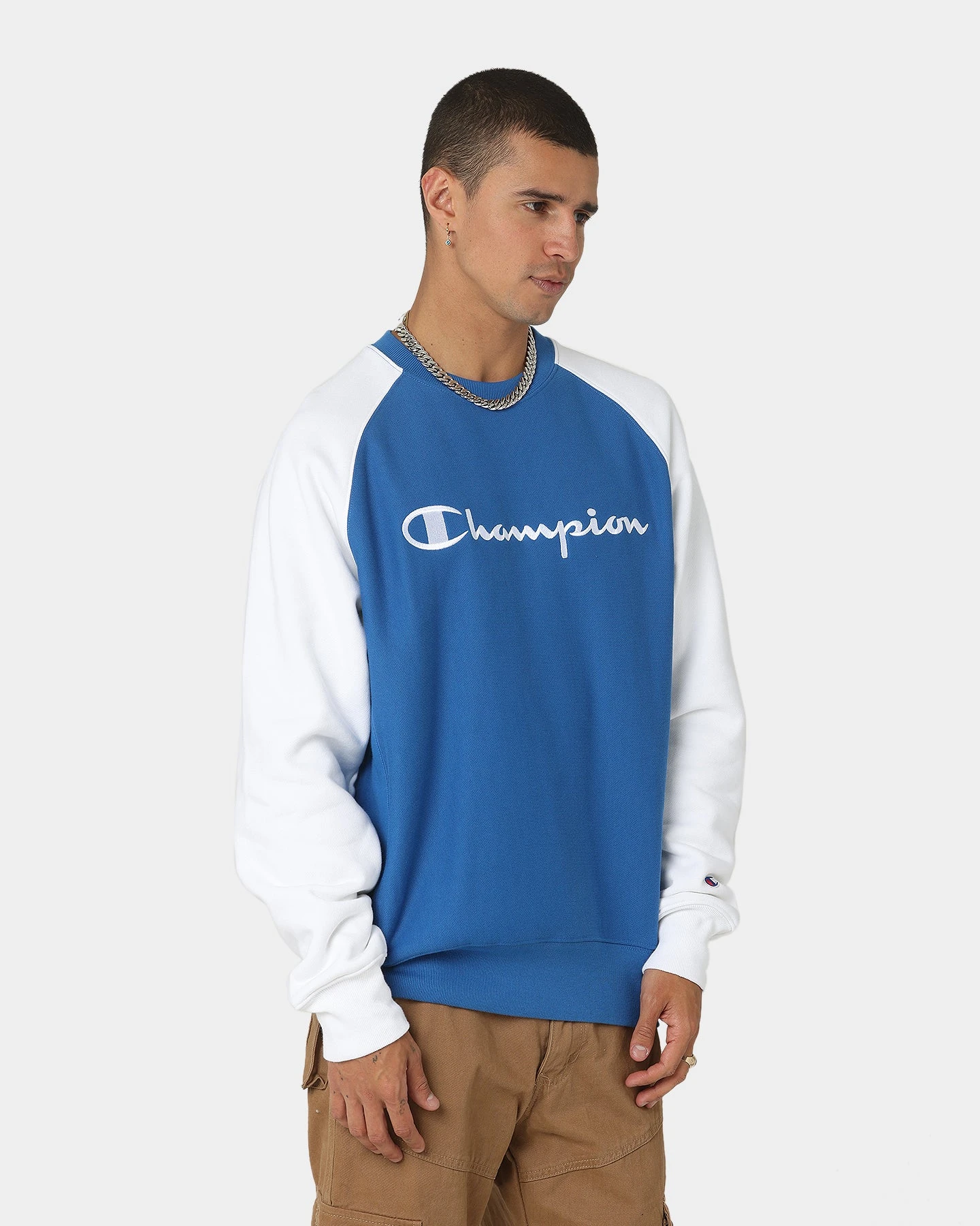 Champion Reverse Weave Raglan Crew Living In Blue - Image 5