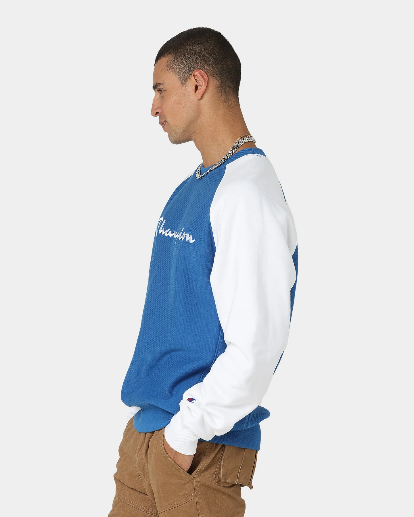 Champion Reverse Weave Raglan Crew Living In Blue - Image 6