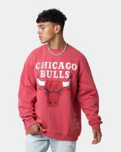 Mitchell & Ness Chicago Bulls Vintage HWC Big LG Crewneck Faded Red