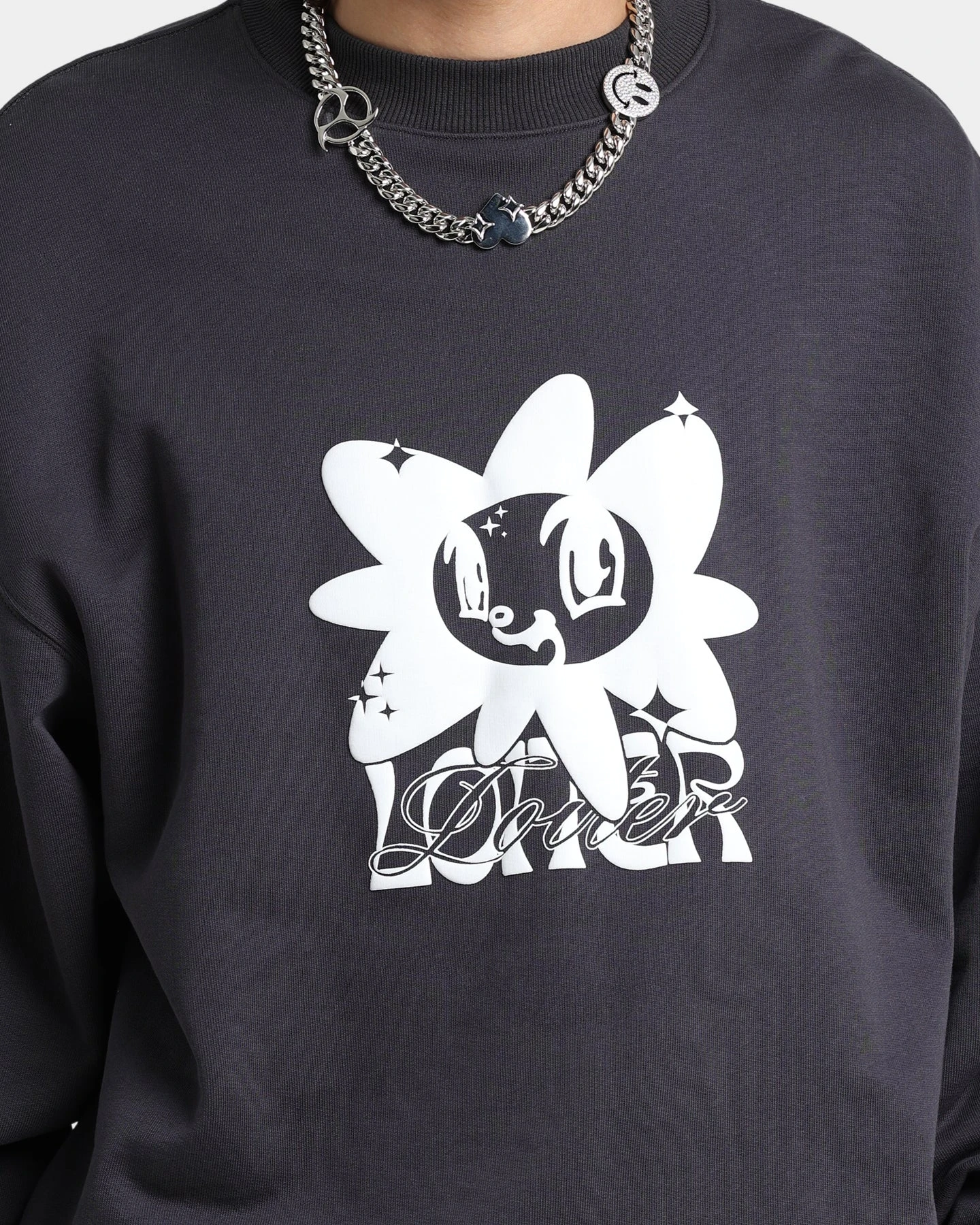 Loiter Utopia Fleur Crewneck Charcoal - Image 4
