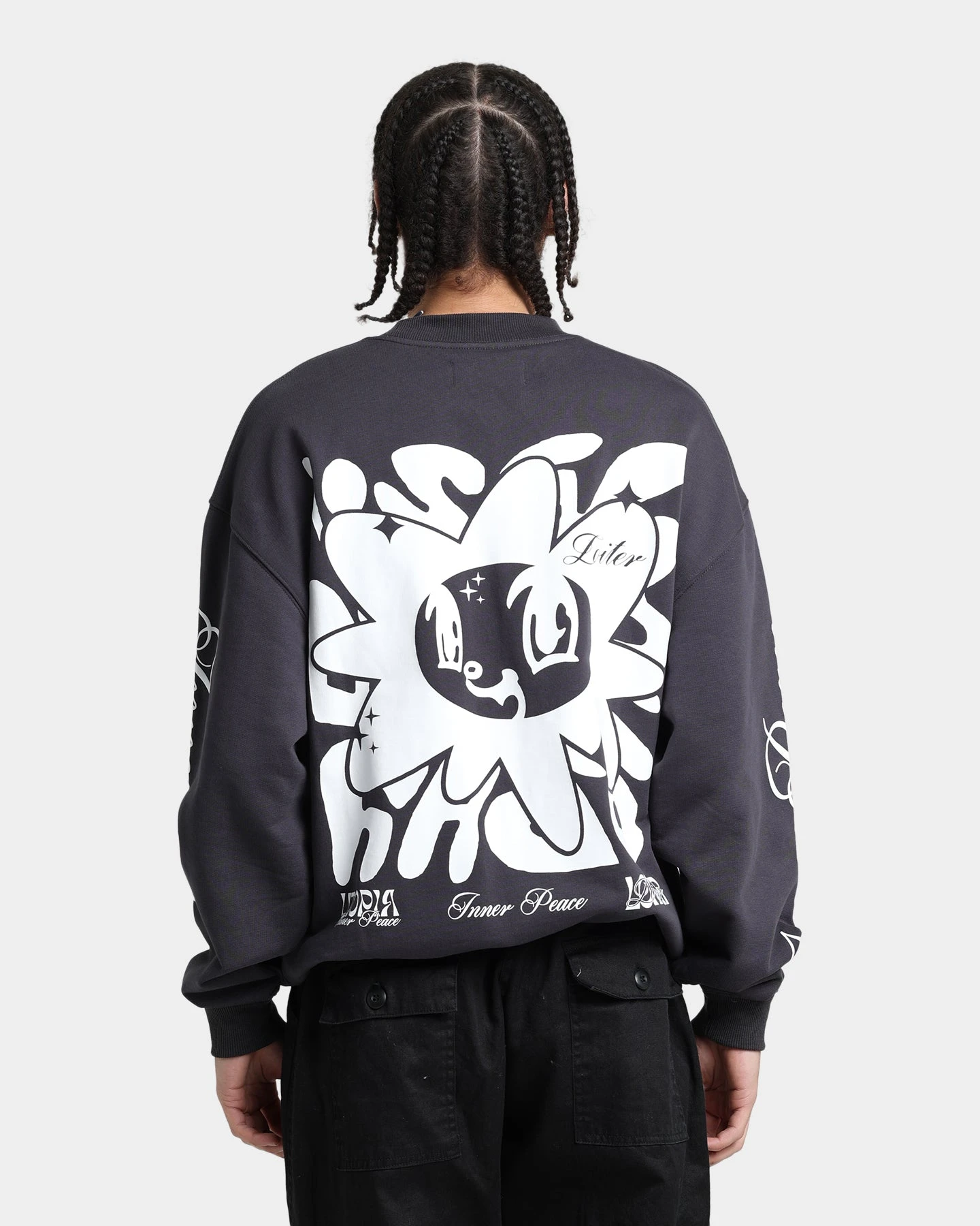Loiter Utopia Fleur Crewneck Charcoal - Image 5