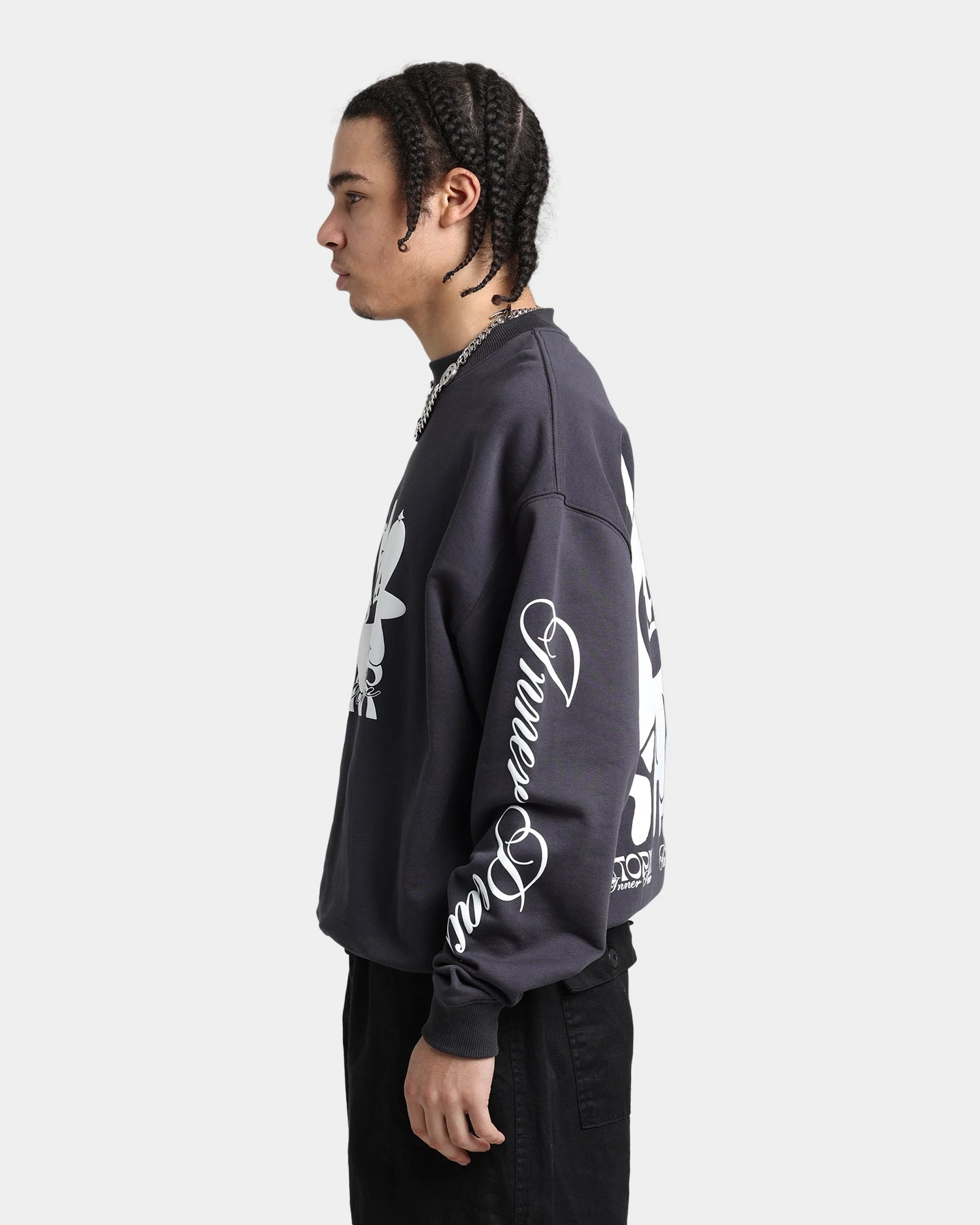 Loiter Utopia Fleur Crewneck Charcoal - Image 7