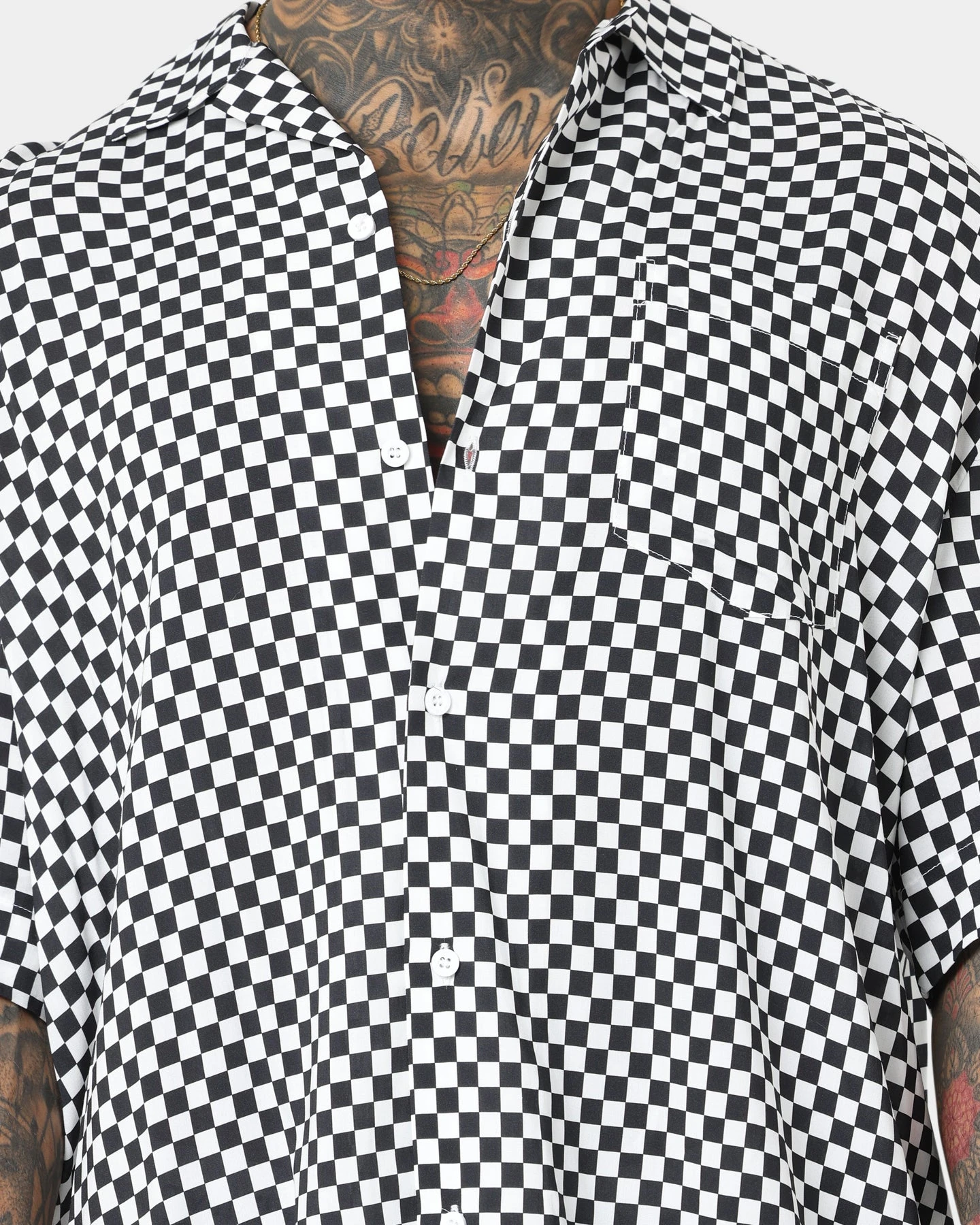 Saint Morta Checks Short Sleeve Shirt Black/White - Image 3