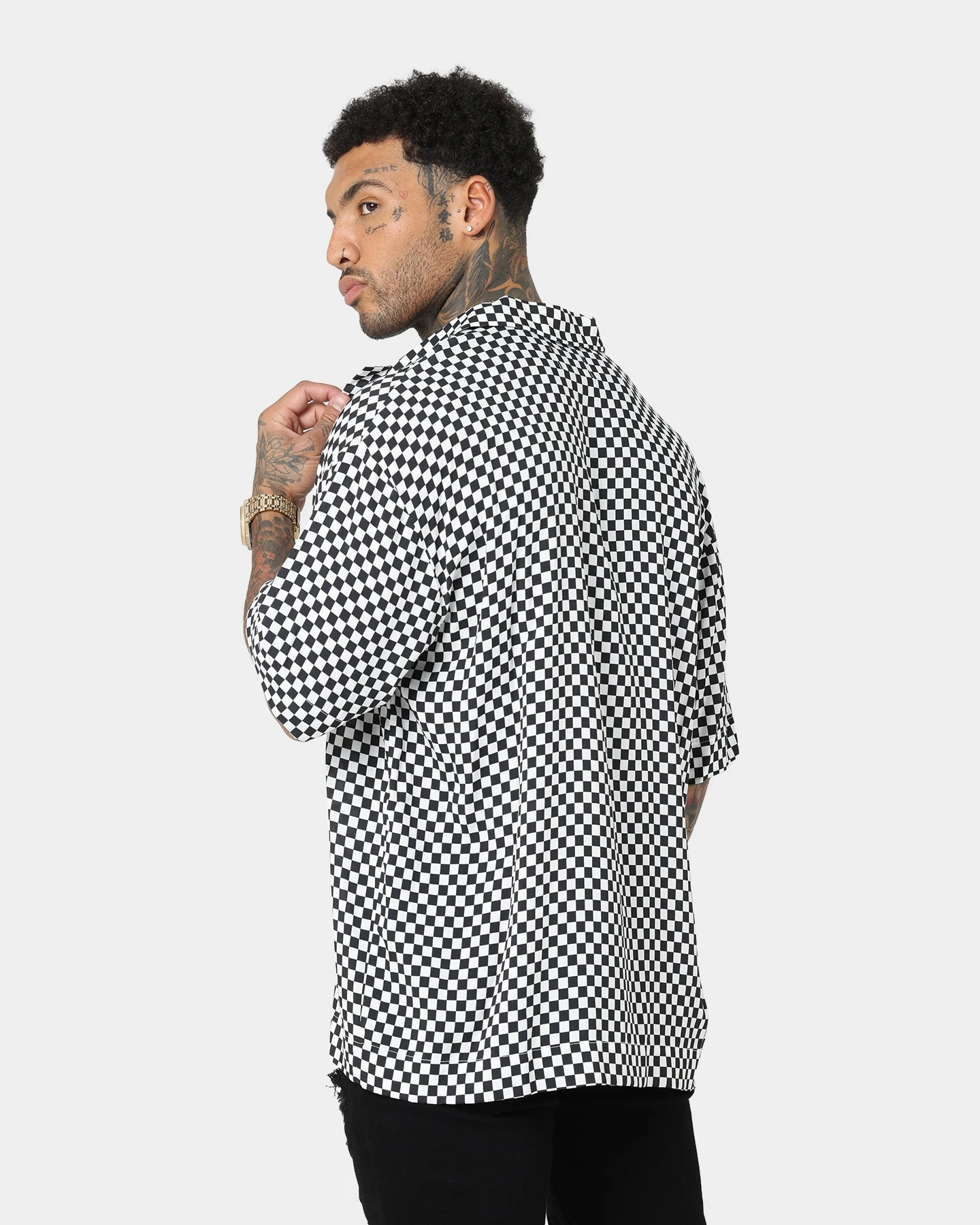 Saint Morta Checks Short Sleeve Shirt Black/White - Image 6