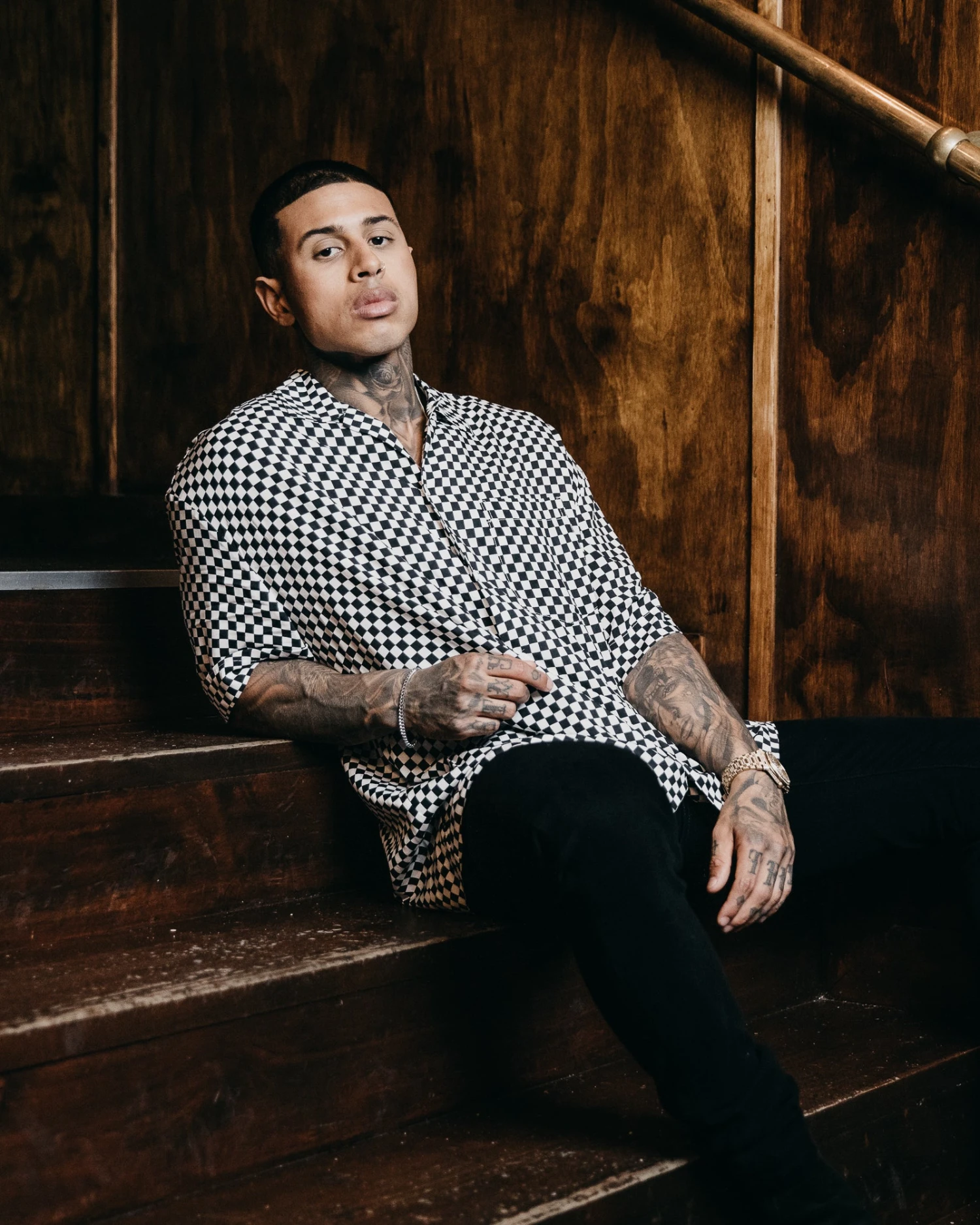 Saint Morta Checks Short Sleeve Shirt Black/White - Image 7