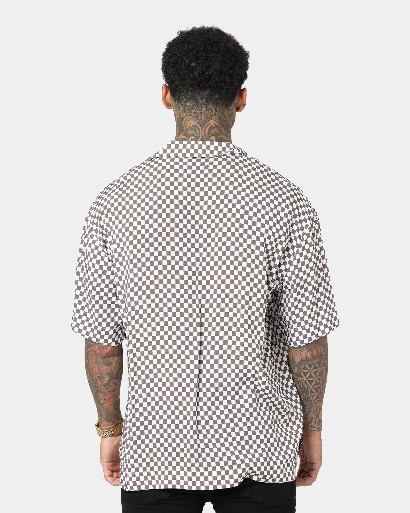 Saint Morta Checks Short Sleeve Shirt Brown/White - Image 4