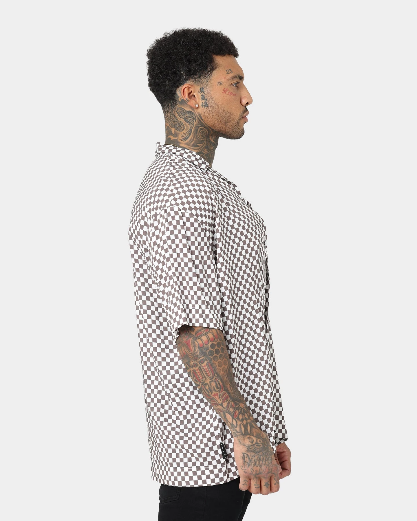 Saint Morta Checks Short Sleeve Shirt Brown/White - Image 5