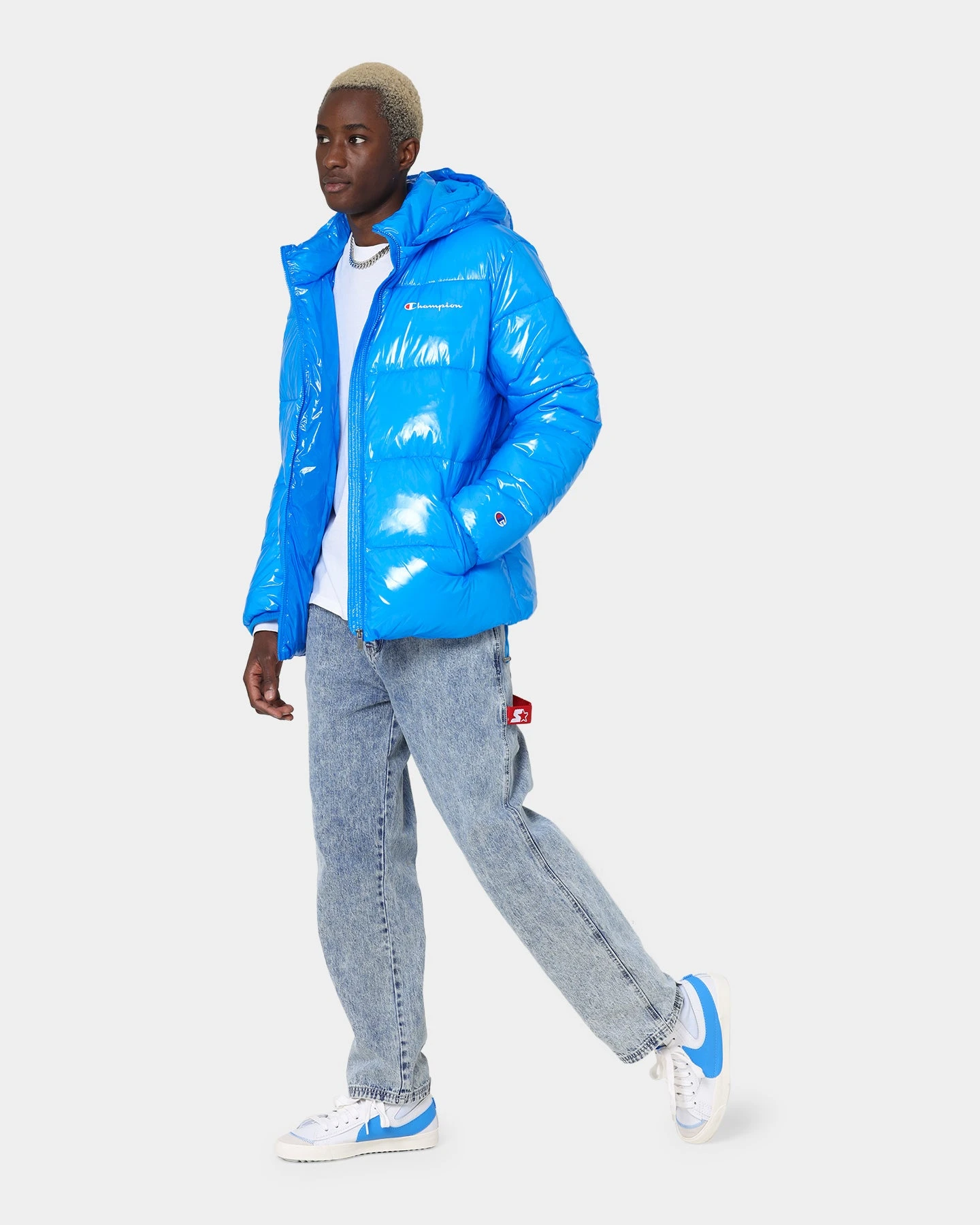 Champion High Shine Puffer Jacket Royal Blue - Image 2