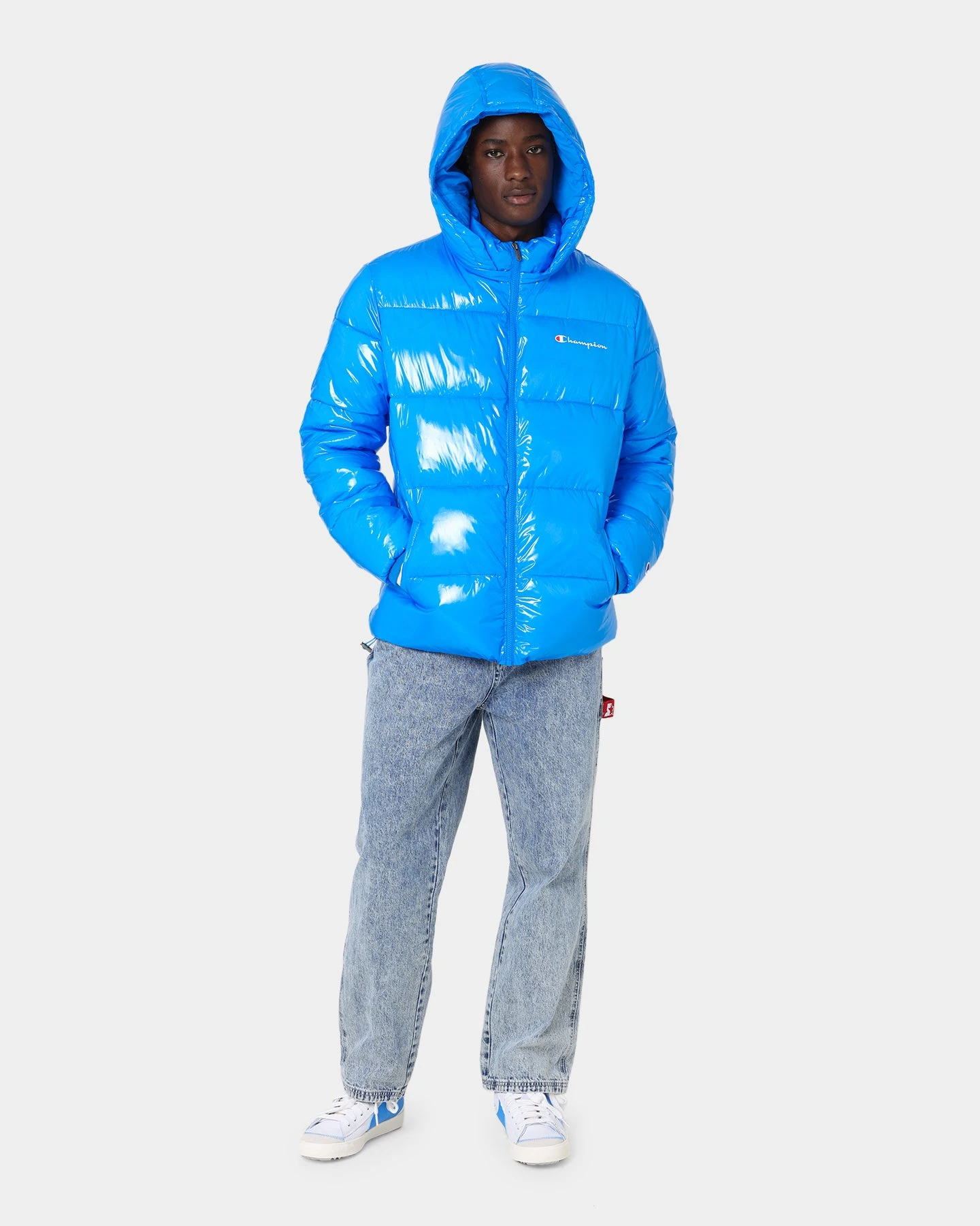 Champion High Shine Puffer Jacket Royal Blue - Image 9