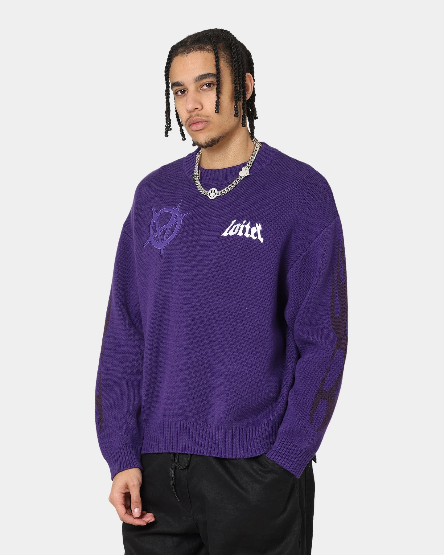 Loiter Void Knit Sweater Purple