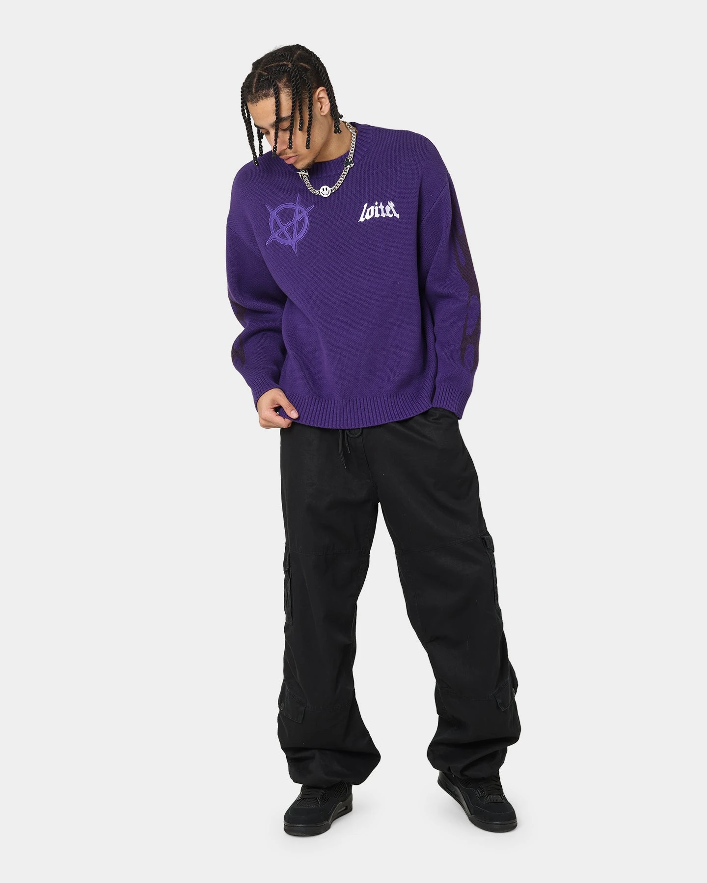 Loiter Void Knit Sweater Purple - Image 3