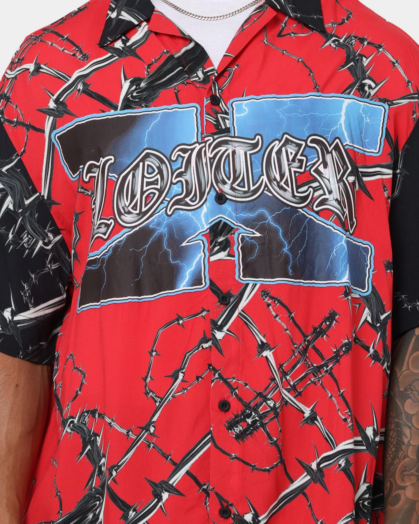 Loiter Frontline Button Up Shirt Red - Image 3