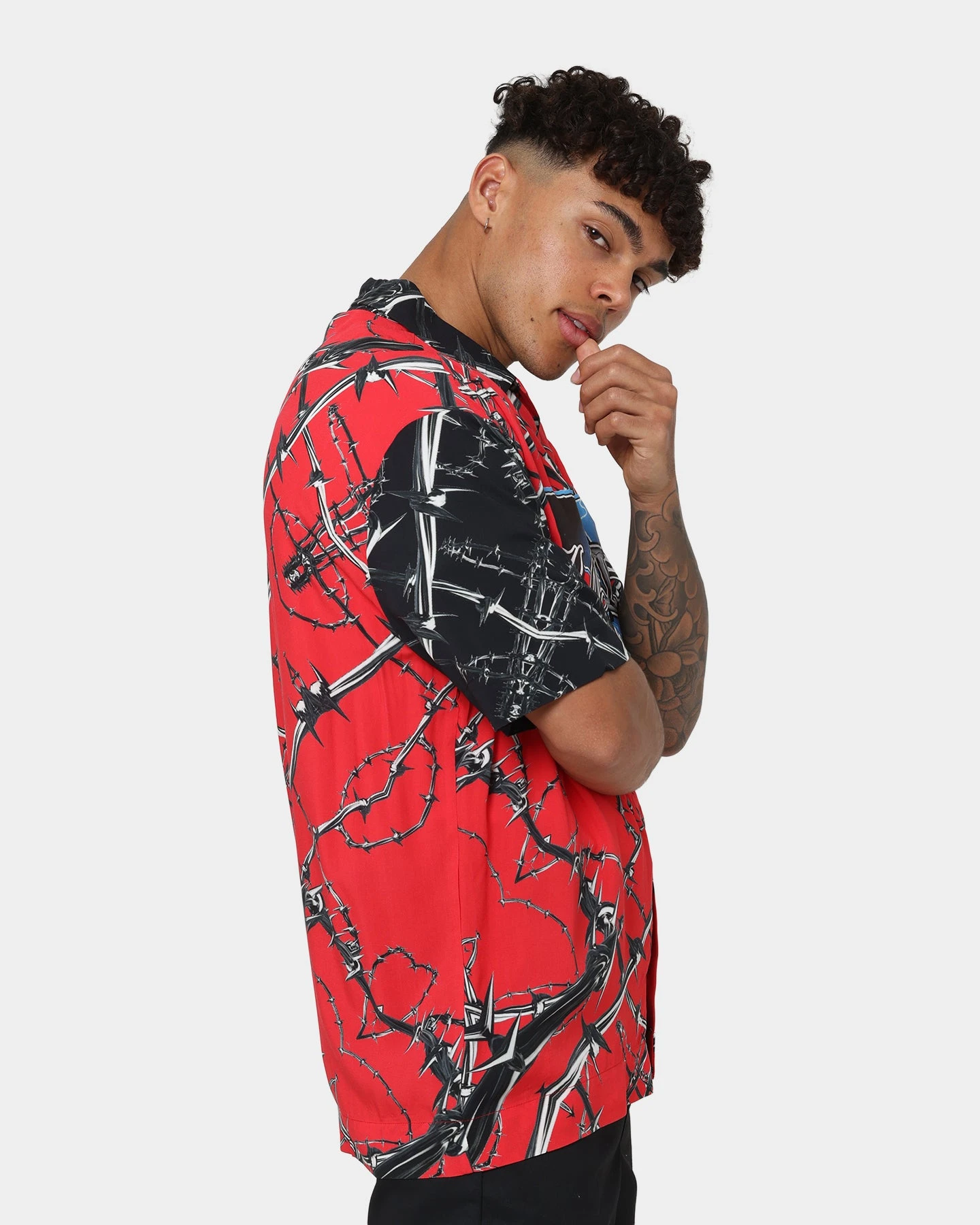 Loiter Frontline Button Up Shirt Red - Image 5