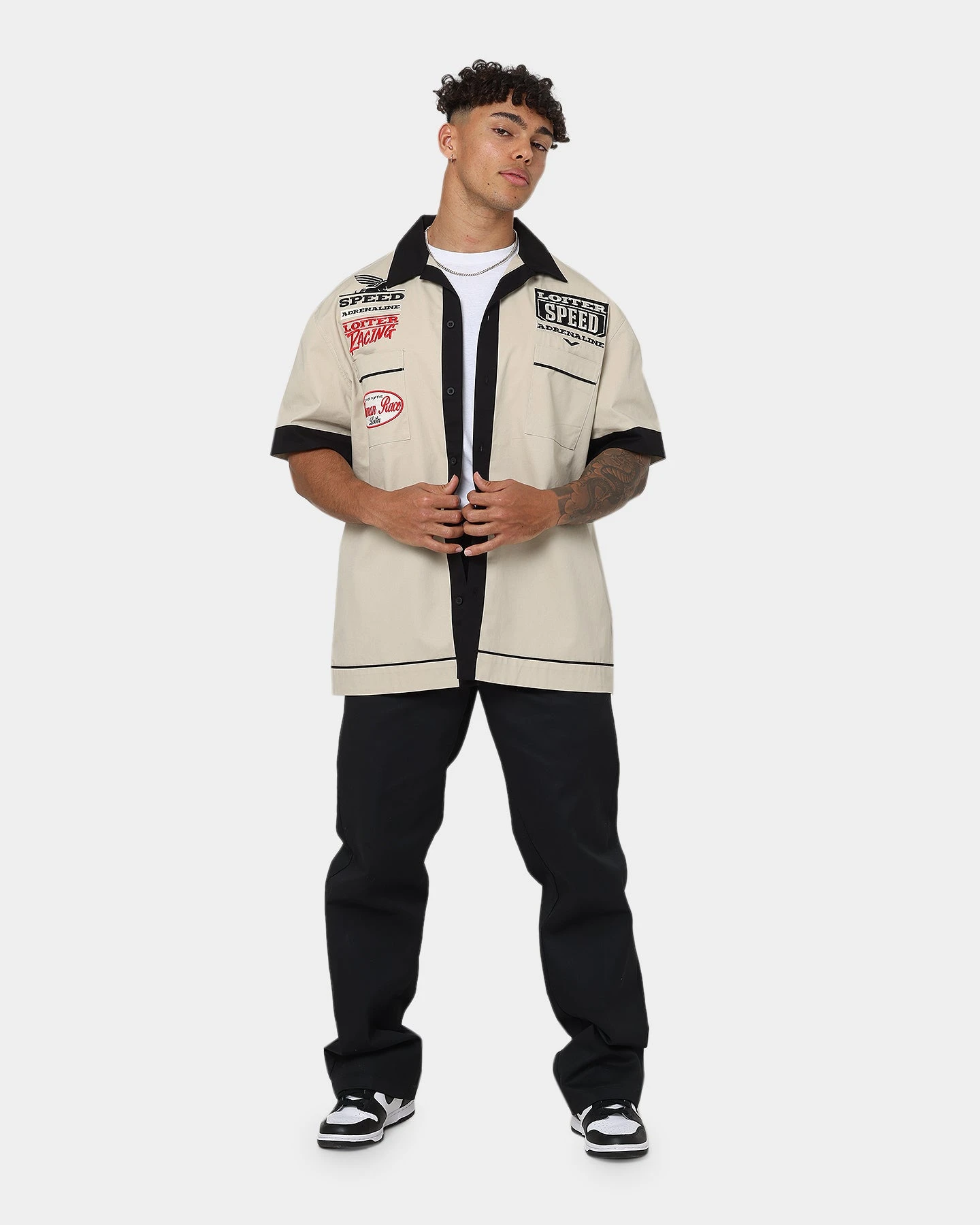 Loiter Daytona Mechanic Button Up Shirt Stone - Image 3