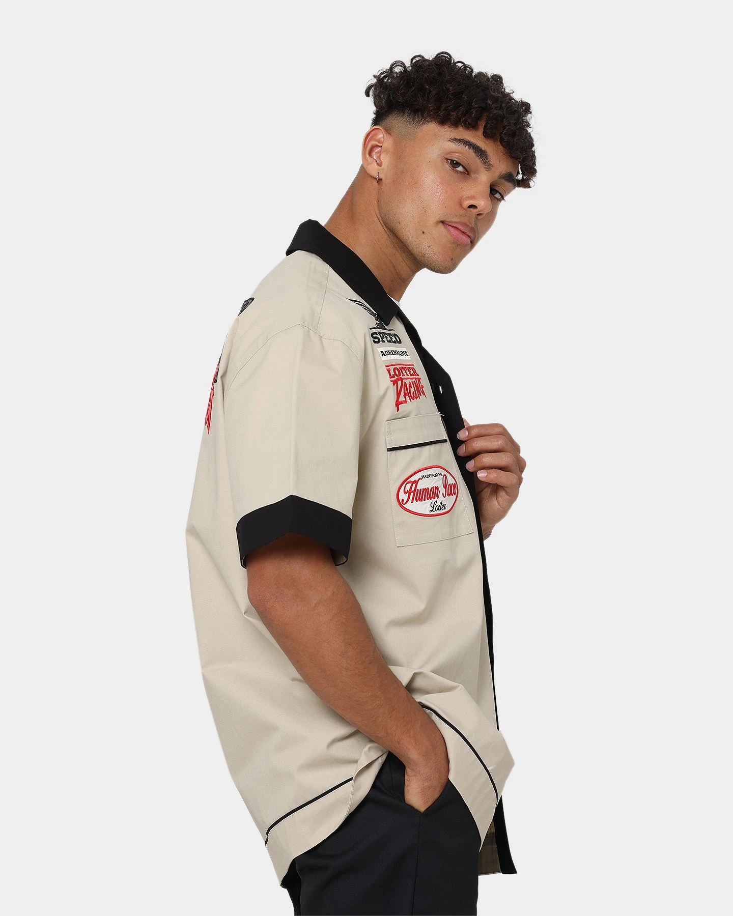 Loiter Daytona Mechanic Button Up Shirt Stone - Image 6