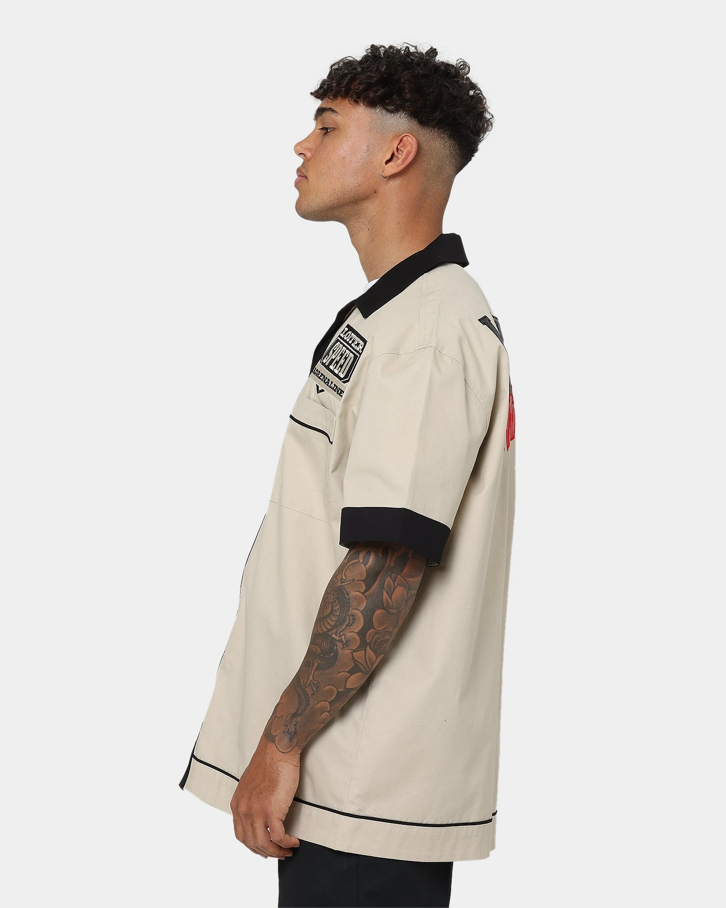 Loiter Daytona Mechanic Button Up Shirt Stone - Image 7