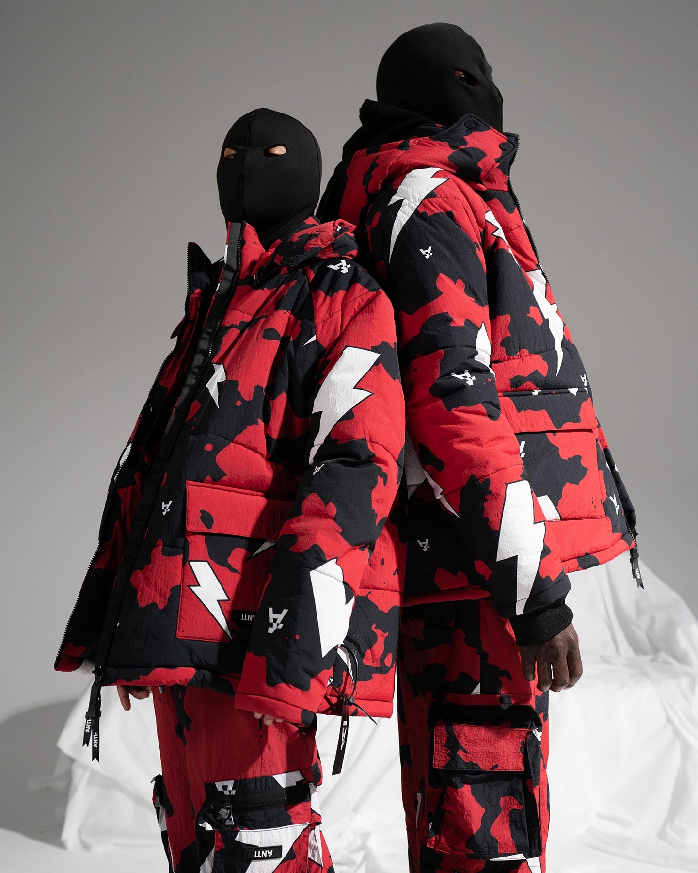The Anti Order Storm Camo Puffer Jacket Black/Red/White - Image 2