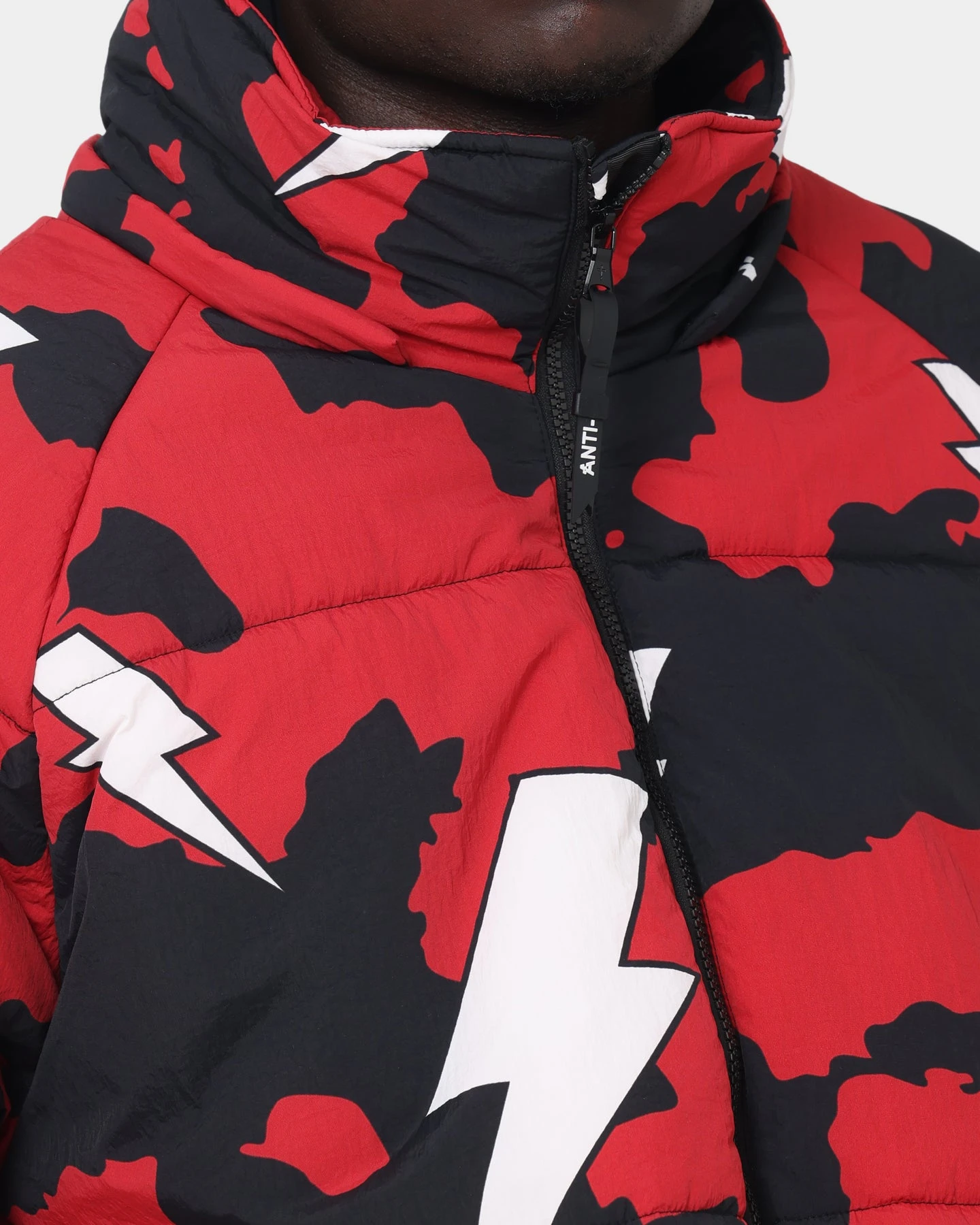 The Anti Order Storm Camo Puffer Jacket Black/Red/White - Image 11