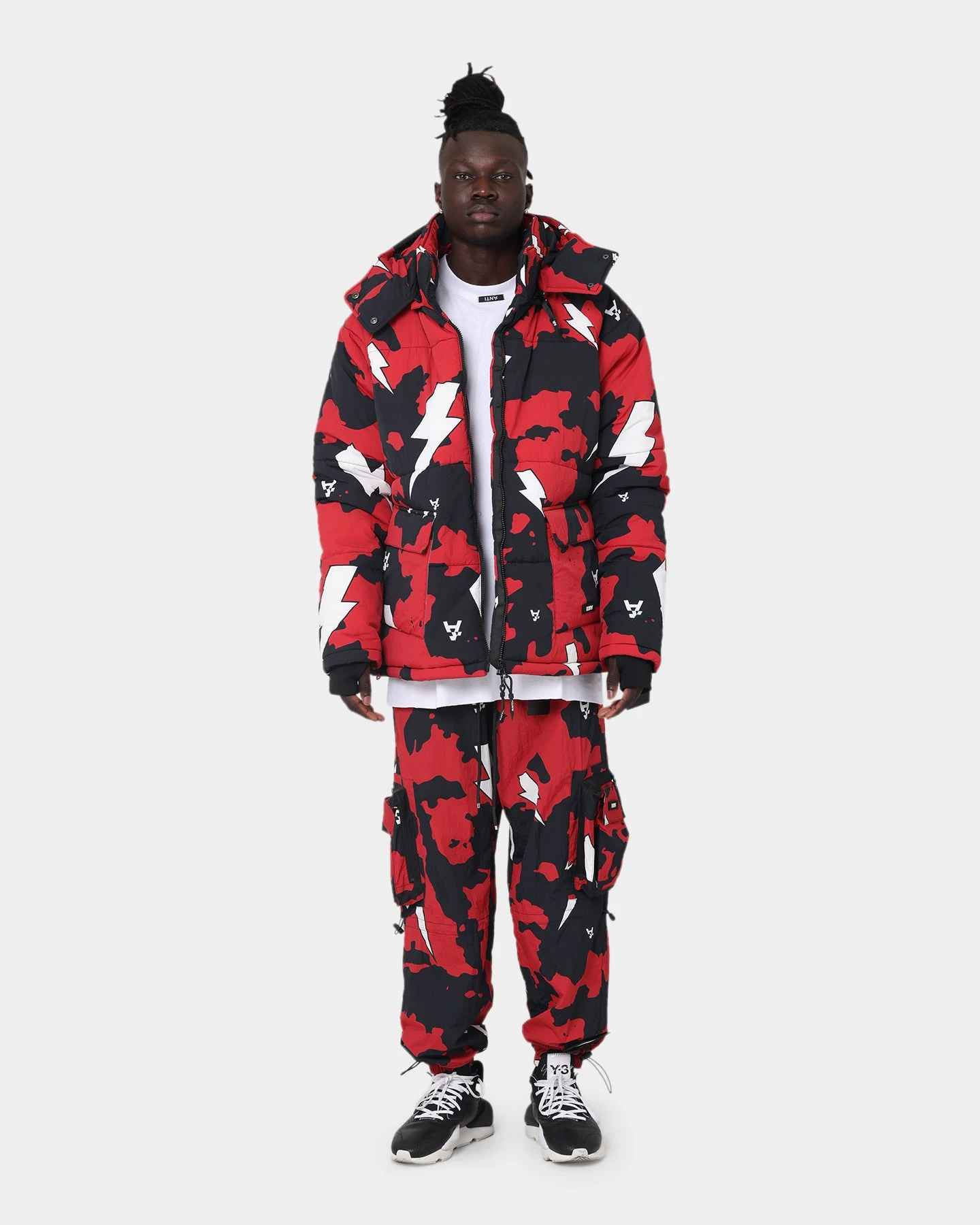 The Anti Order Storm Camo Puffer Jacket Black/Red/White - Image 12