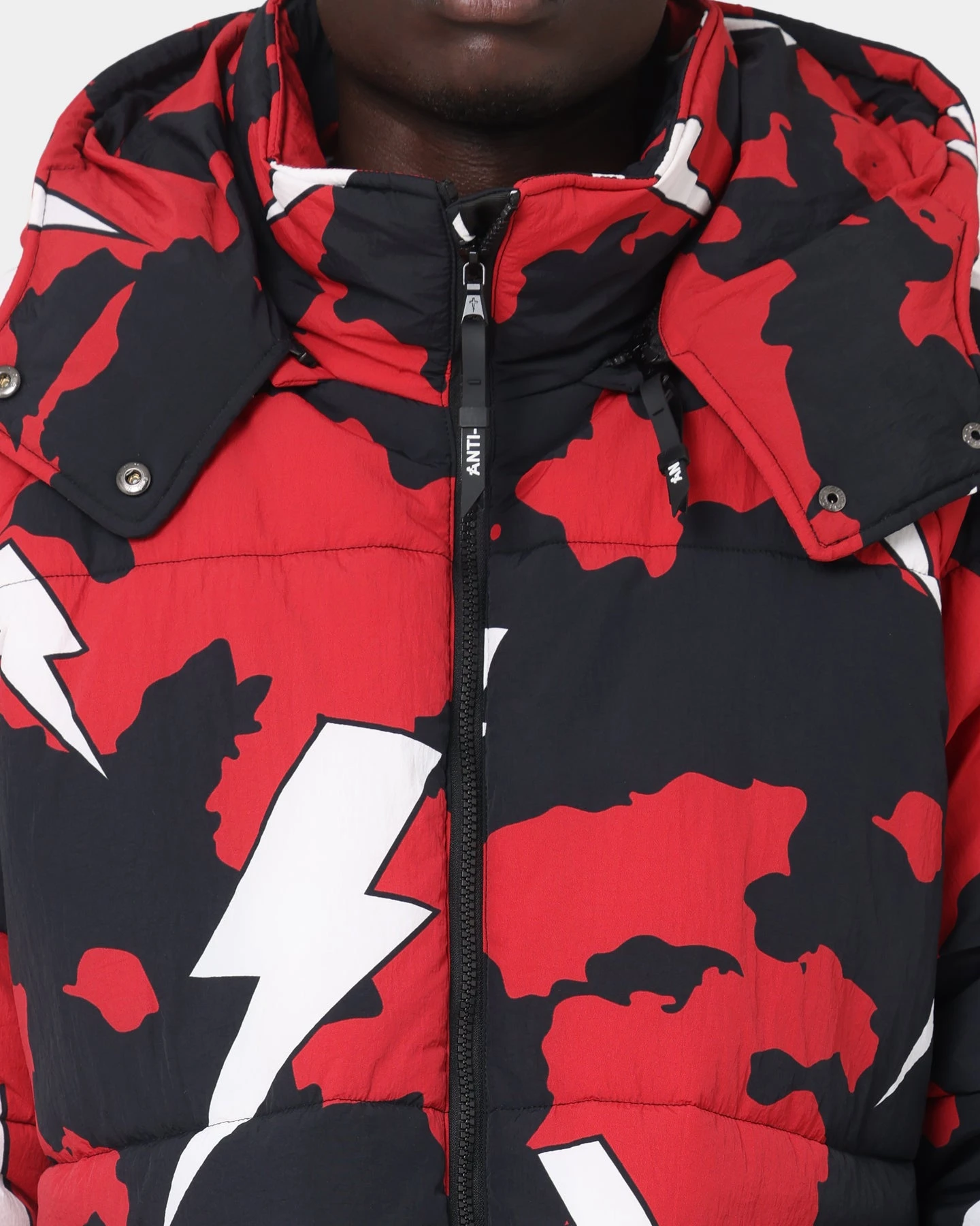 The Anti Order Storm Camo Puffer Jacket Black/Red/White - Image 4