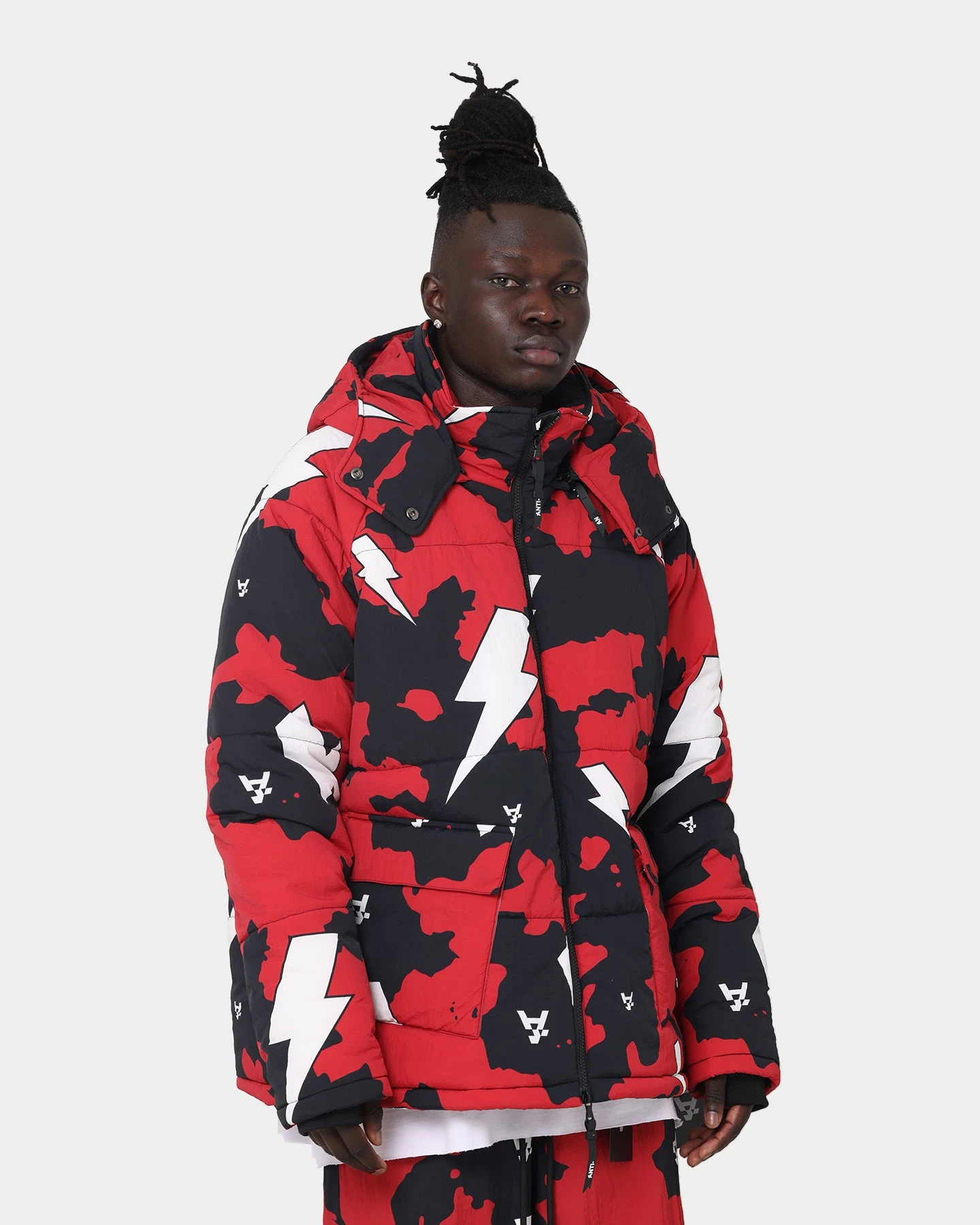 The Anti Order Storm Camo Puffer Jacket Black/Red/White - Image 6