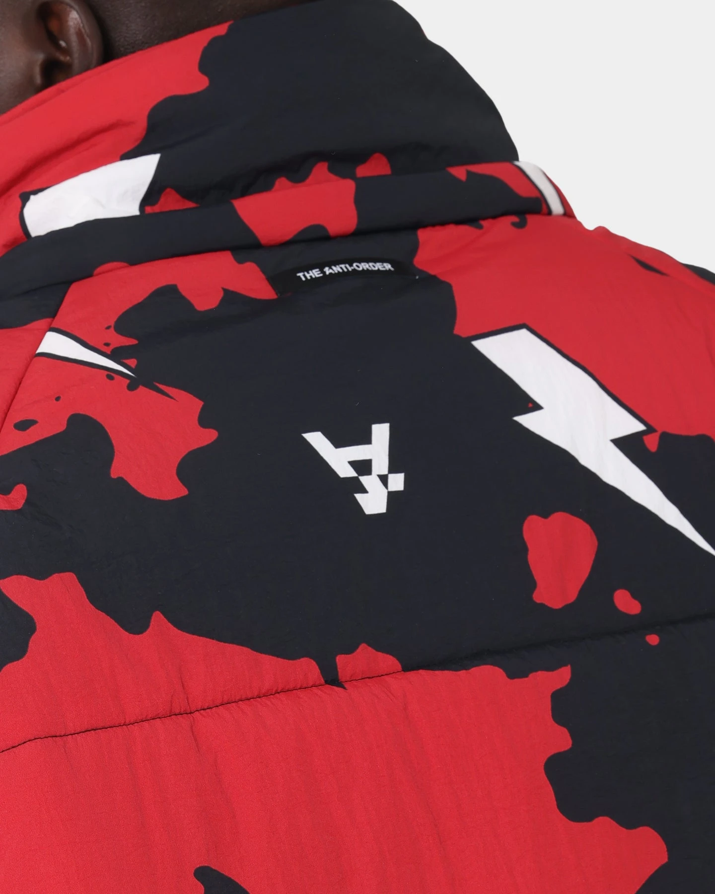 The Anti Order Storm Camo Puffer Jacket Black/Red/White - Image 9